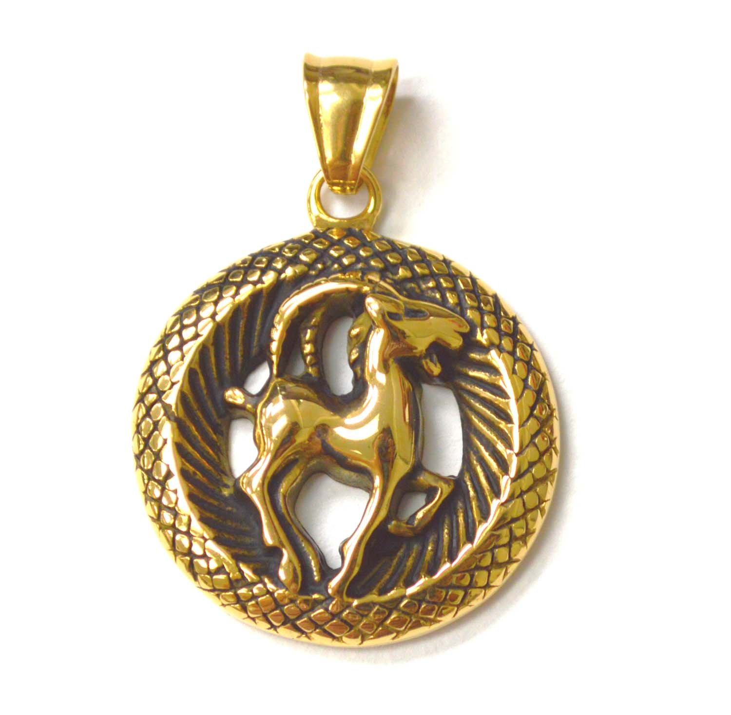 Zodiac Sign Gold Plated Pendant 86-2411G Capricorn
