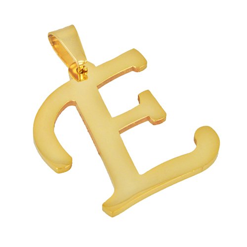E Initial Gold IP Plated Pendant