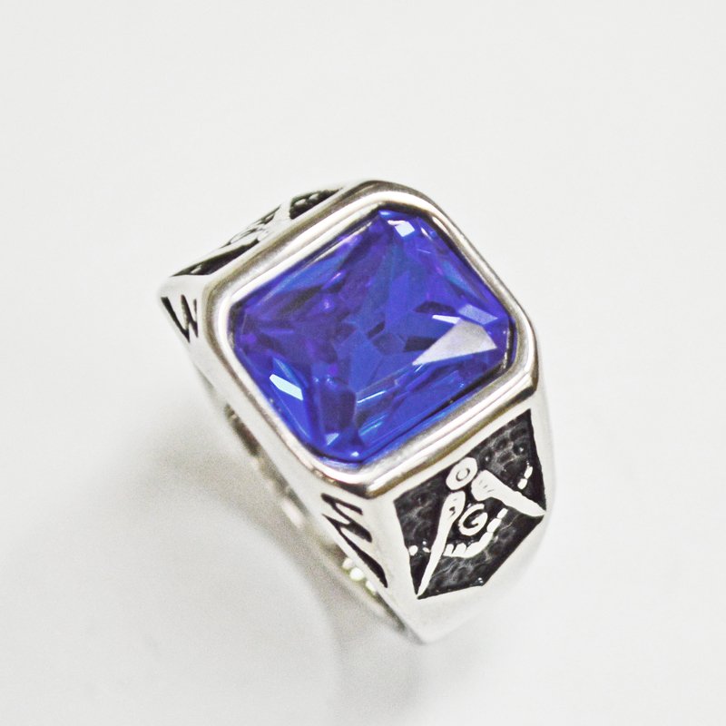 BLUE STONE MASONIC RING 81-1236S-SB
