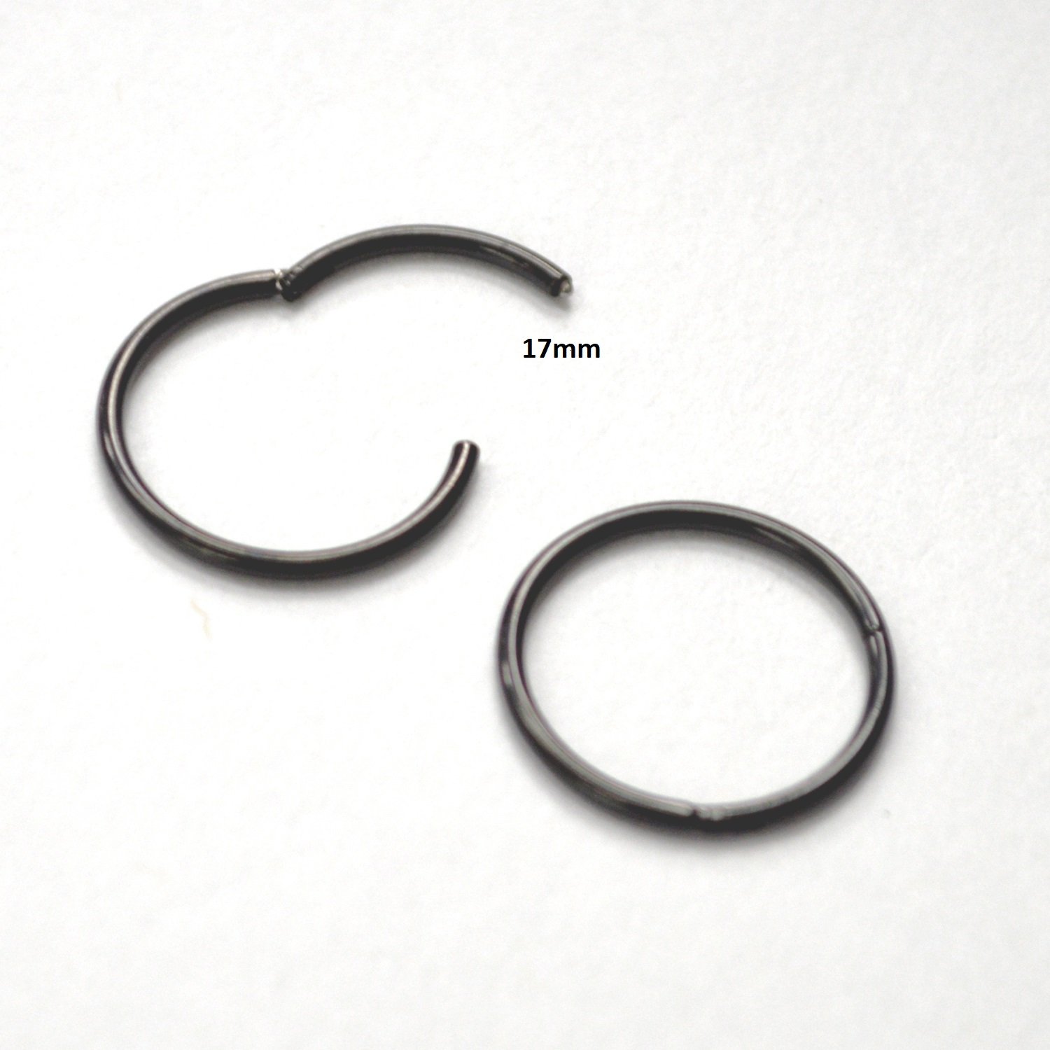 Hinged Black Plated Hoops Earrings 83-820B-17
