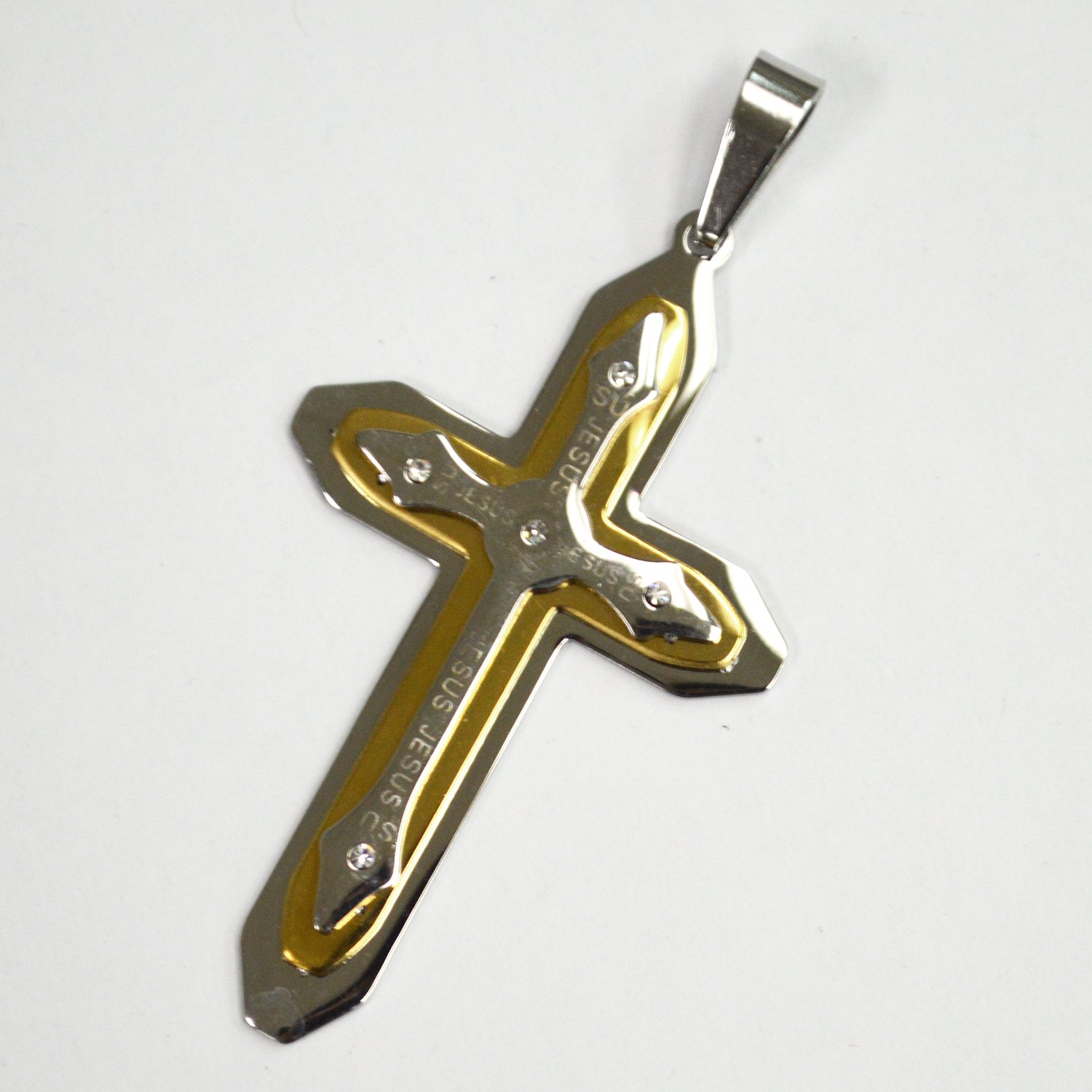 2 Tone Gold Plated Cross Pendant 86-2298
