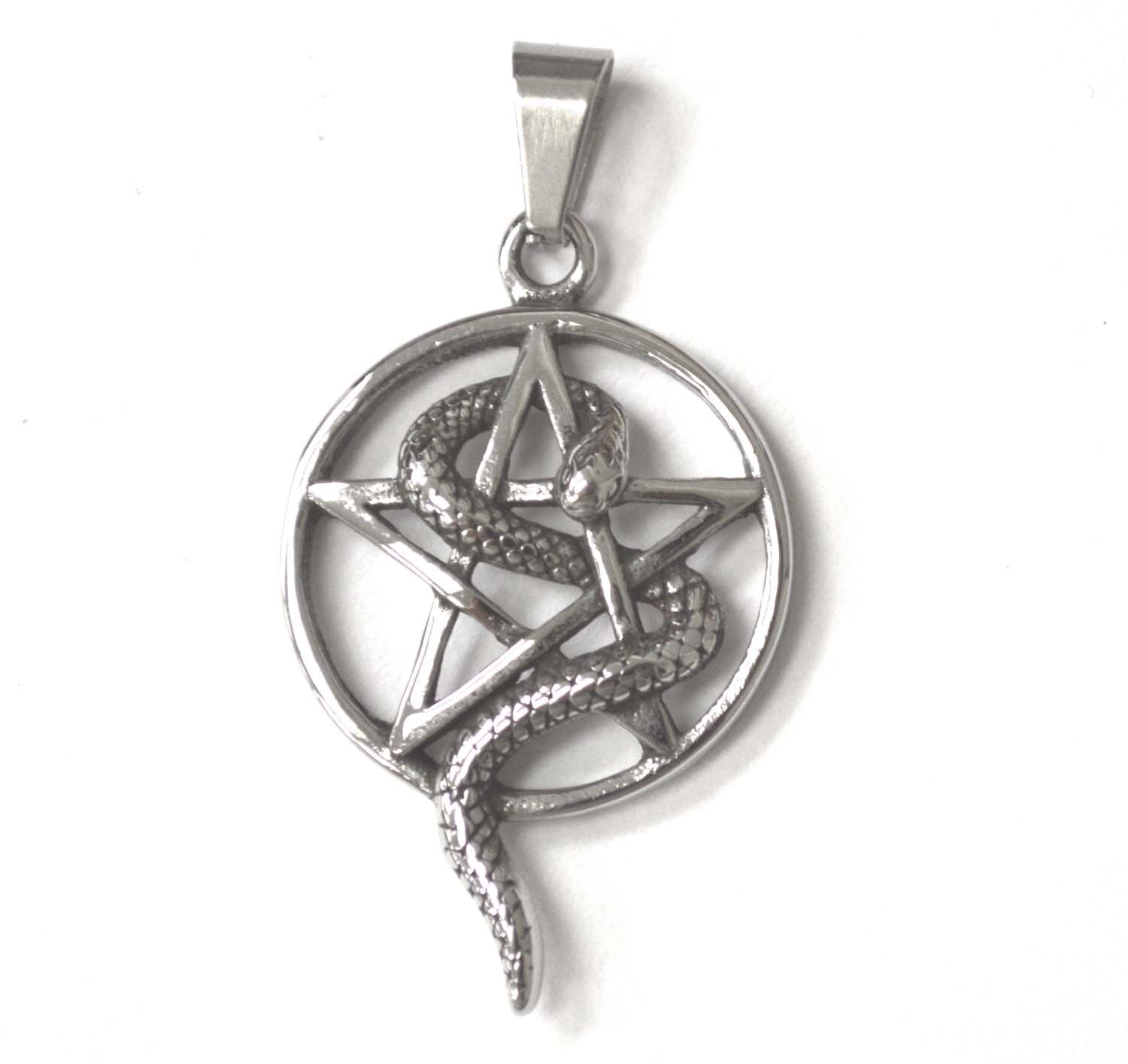 Pentagram Snake Stainless Steel Pendant 86-2458S