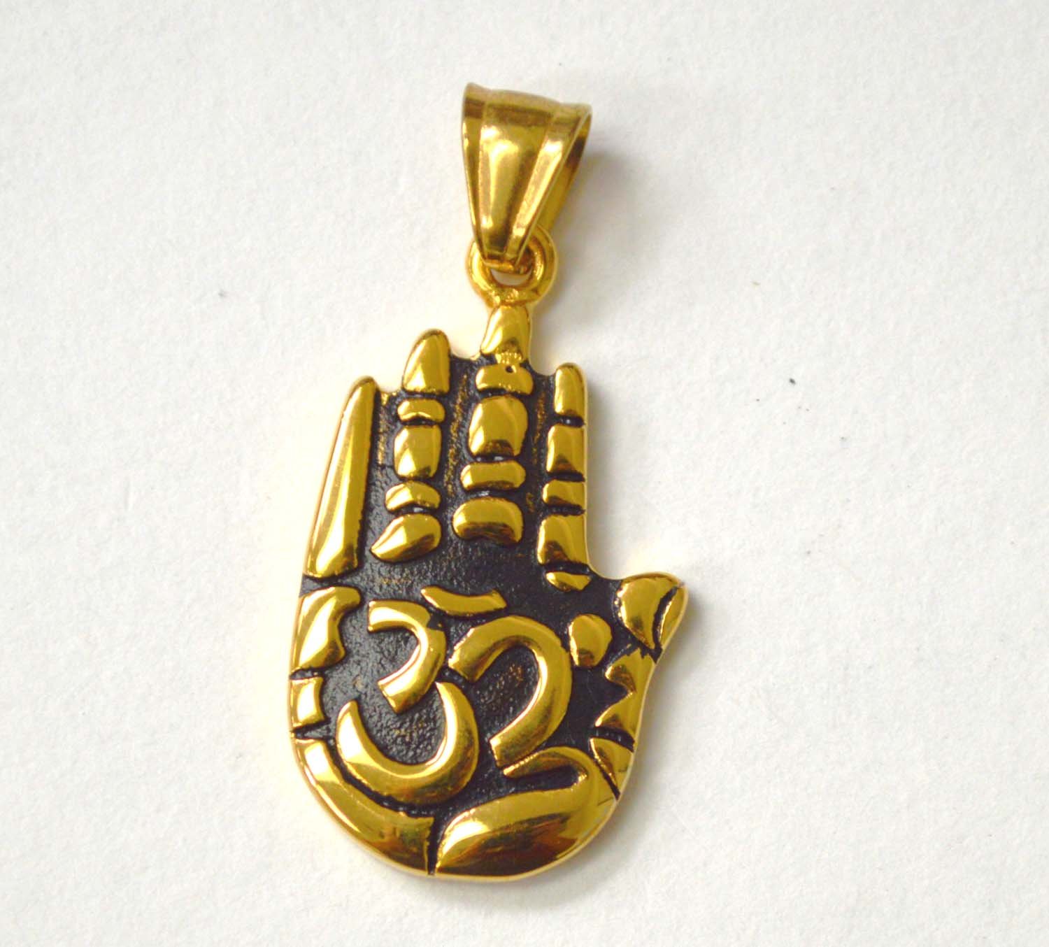 Hand with Ohm Gold Plated Pendant 86-2459G