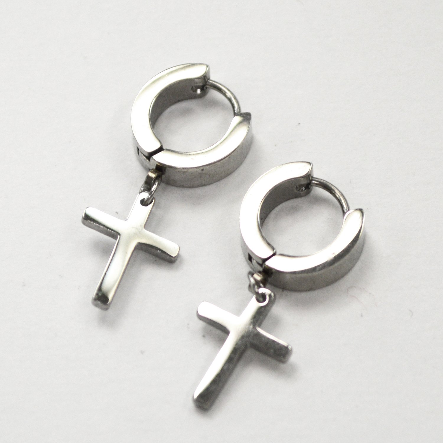 Dangling Cross Huggies Stainless Steel 83-770S