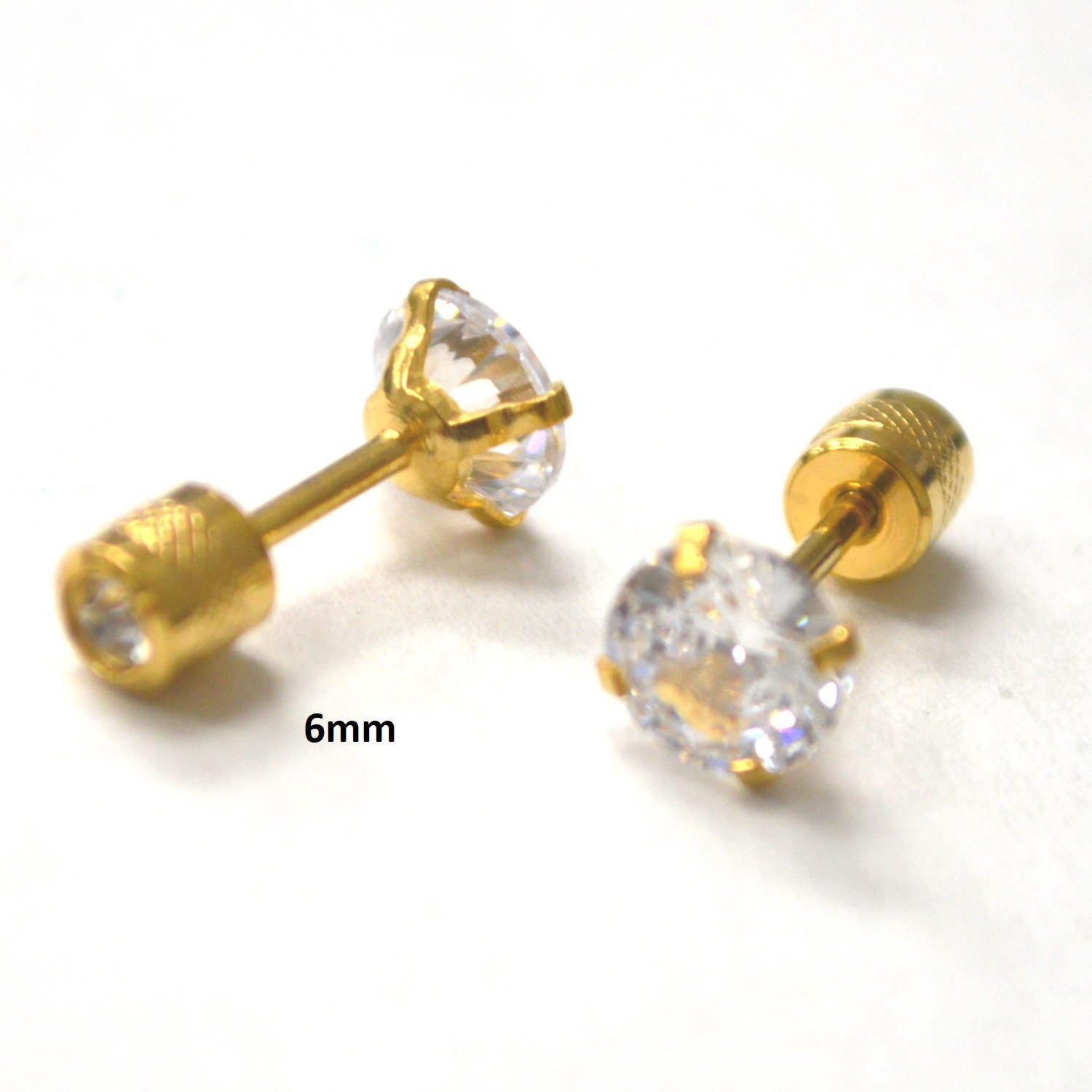 Screw Back CZ Gold Plated Earrings 83-958G-6