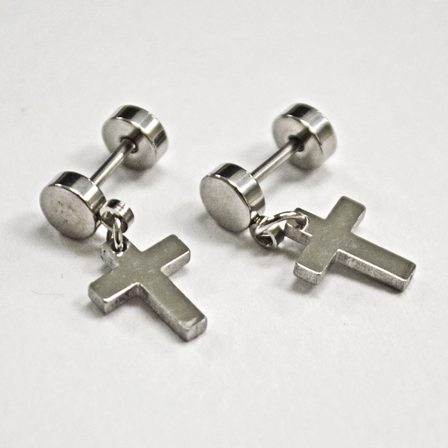 Dangling Cross Earring Screw Back 83-760S