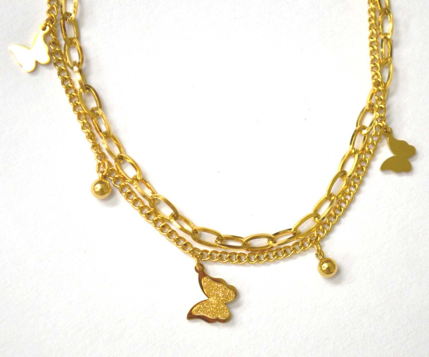 Butterfly Gold IP Plated Charm Bracelet 84-1817G