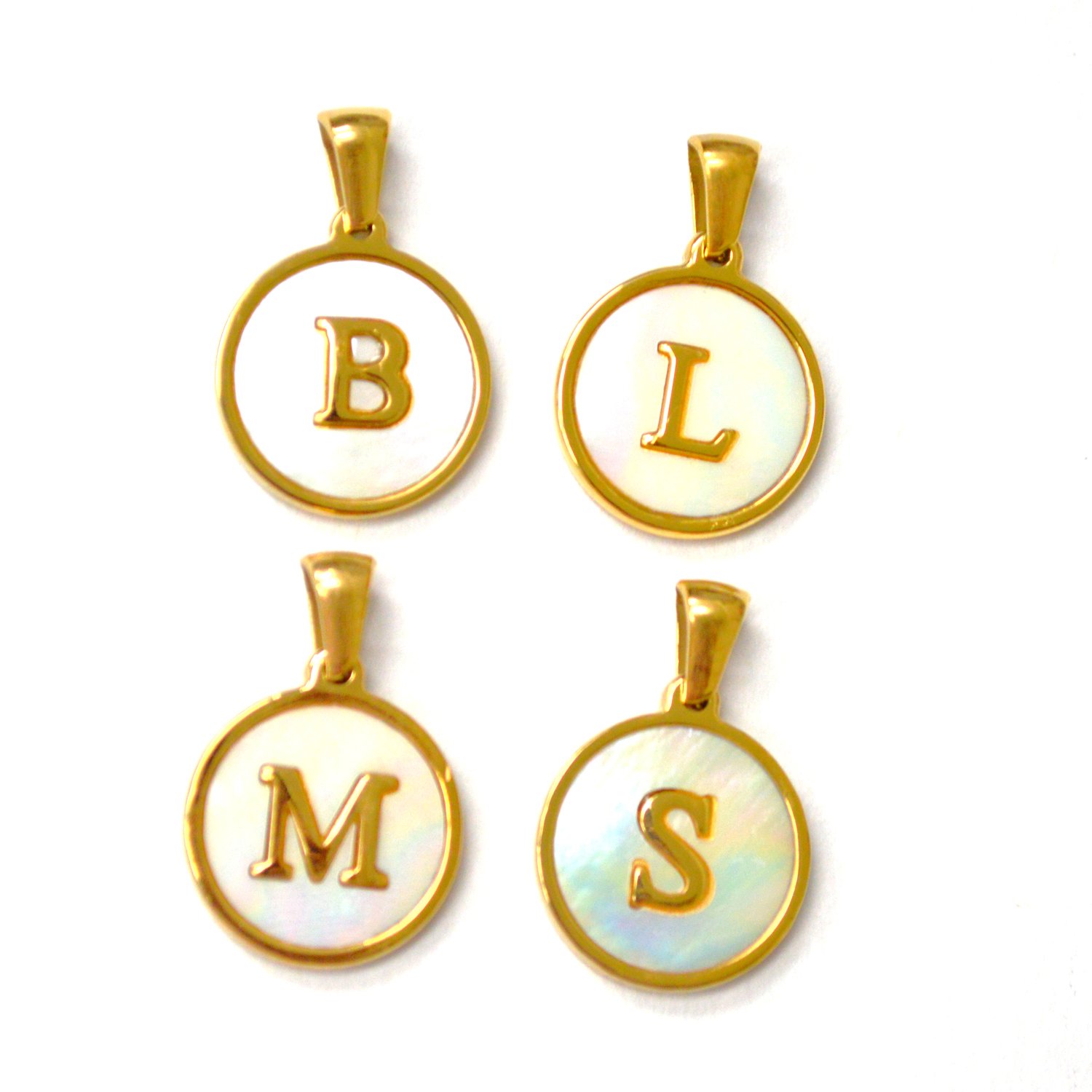 Initial Gold IP Plated in Mother of Pearl Pendant 86-2479G