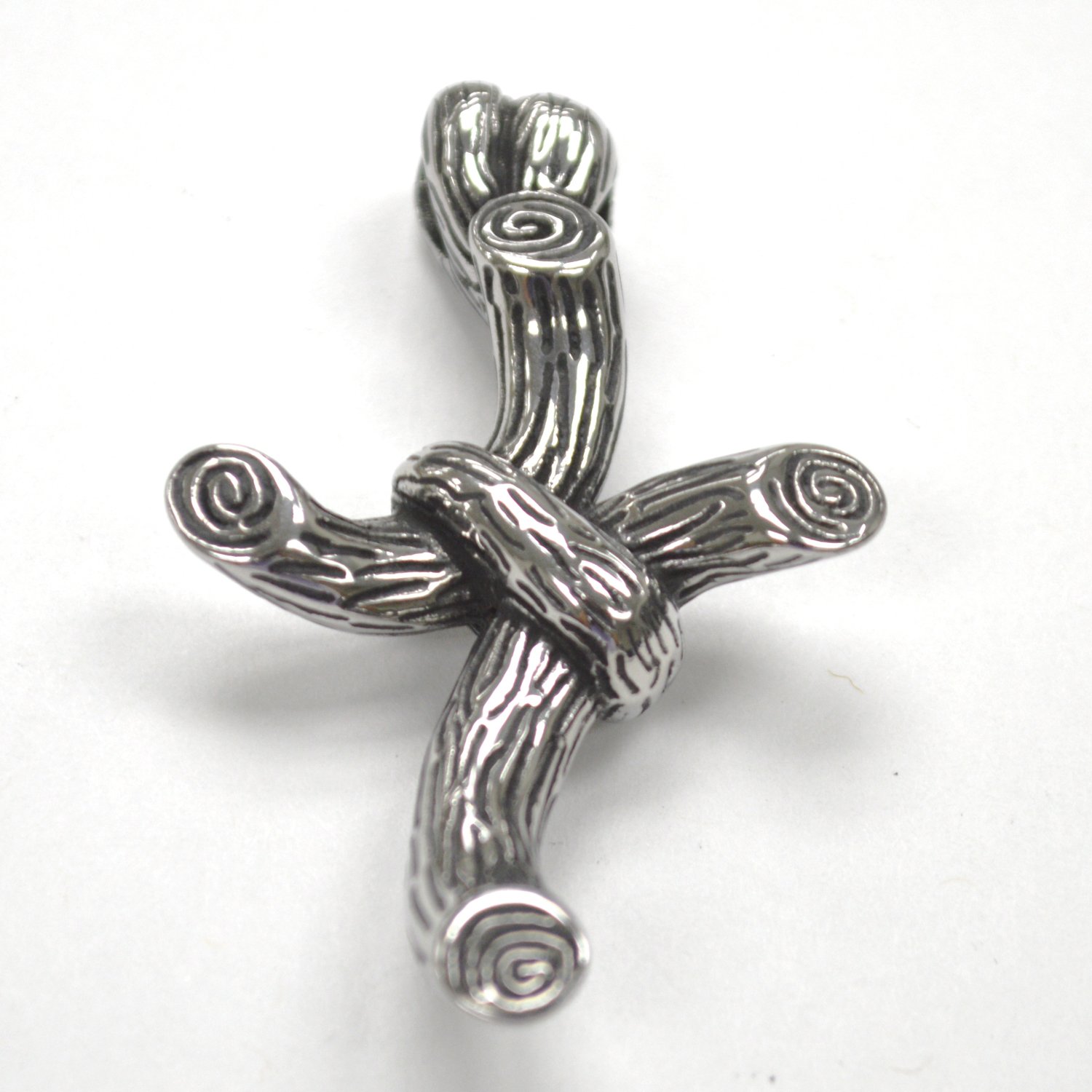 Wood Log Cross Stainless Steel Pendant 86-2933