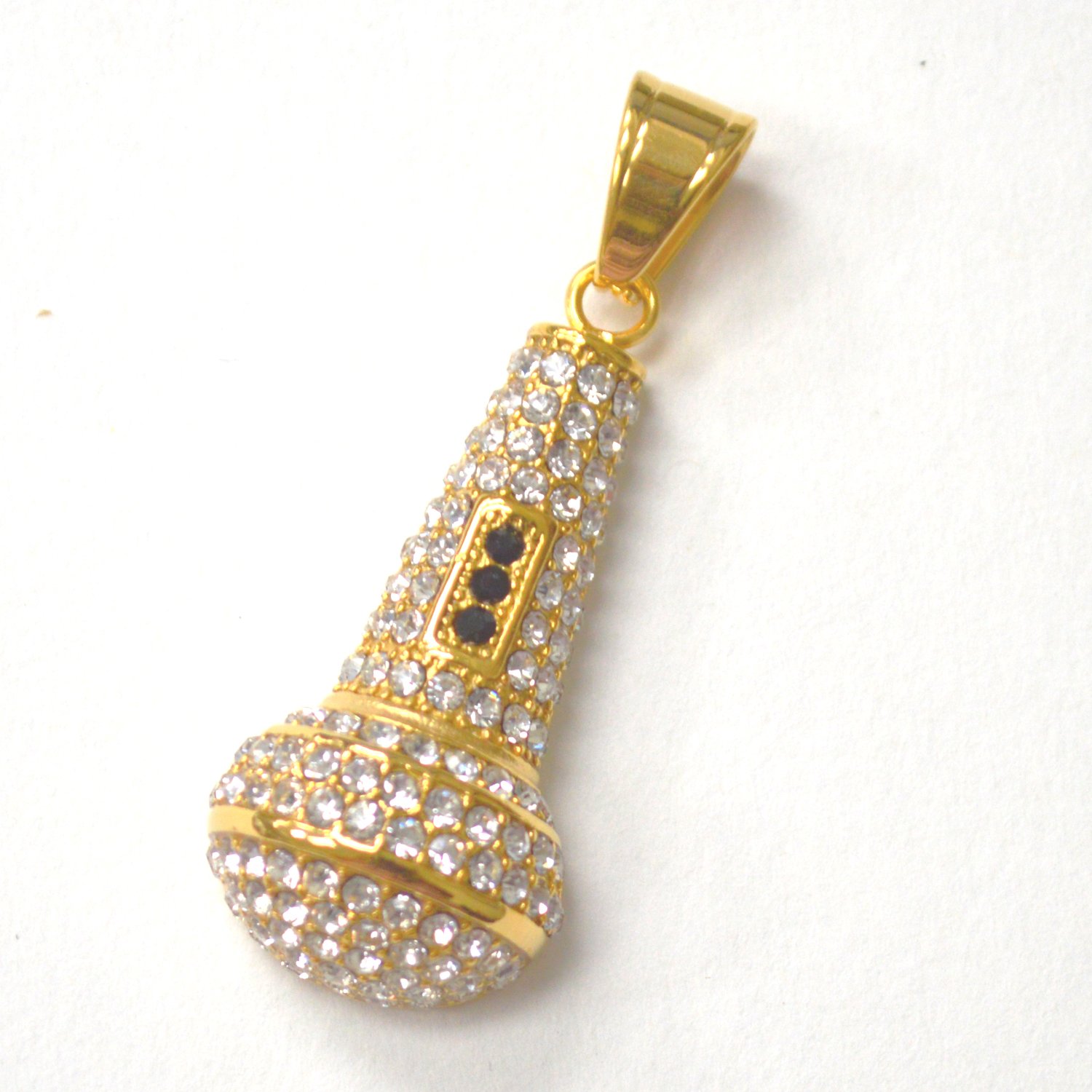 Microphone with Stones Gold IP Plated Pendant 86-2614G