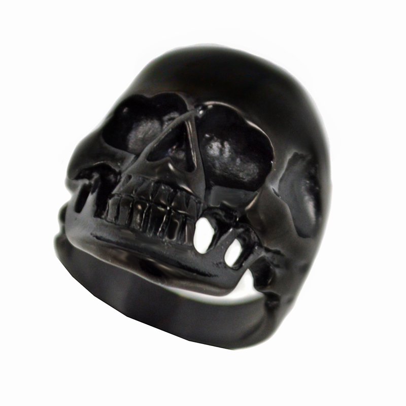 BLACK PLATED SKULL HEAD RING (20x31mm) 81-513B