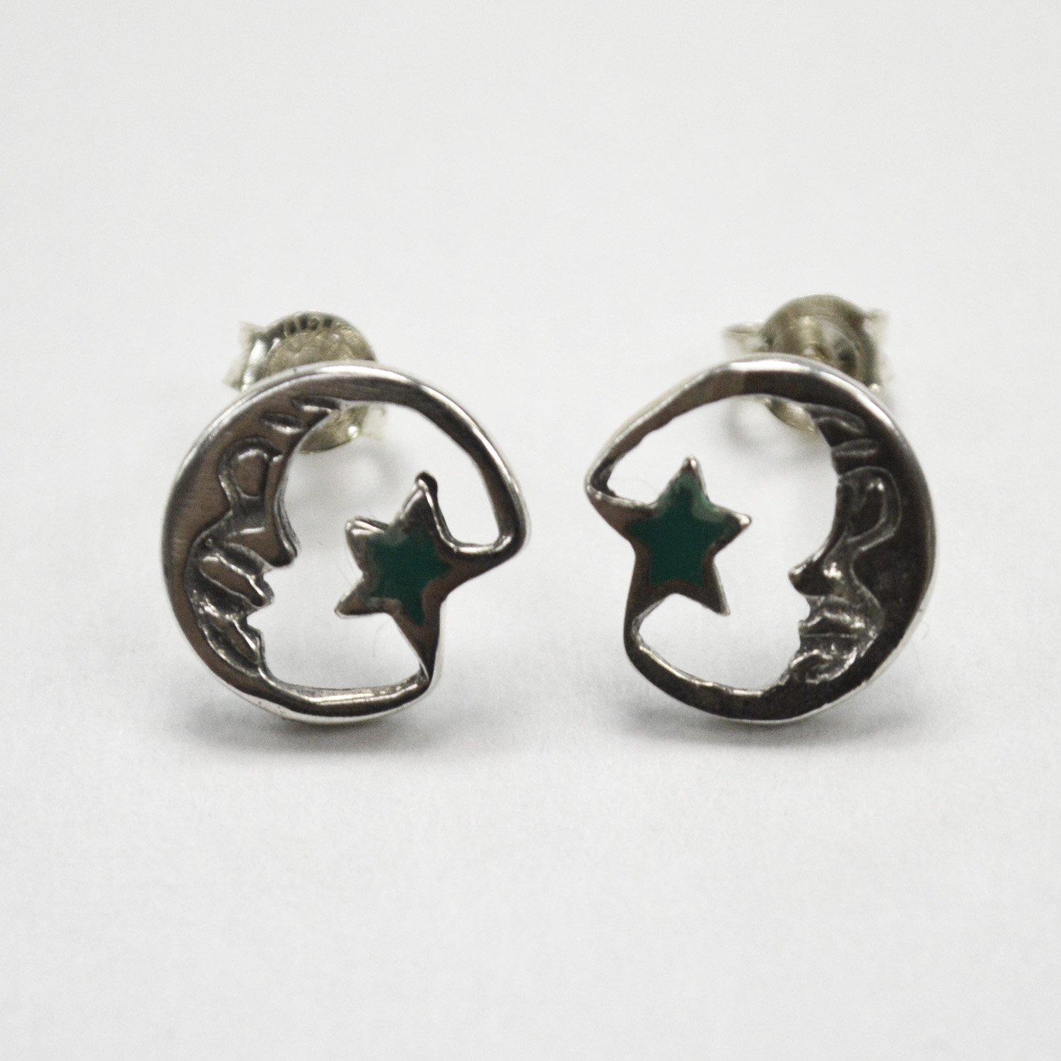 Moon and Star Stud Earring Sterling Silver 53-5217