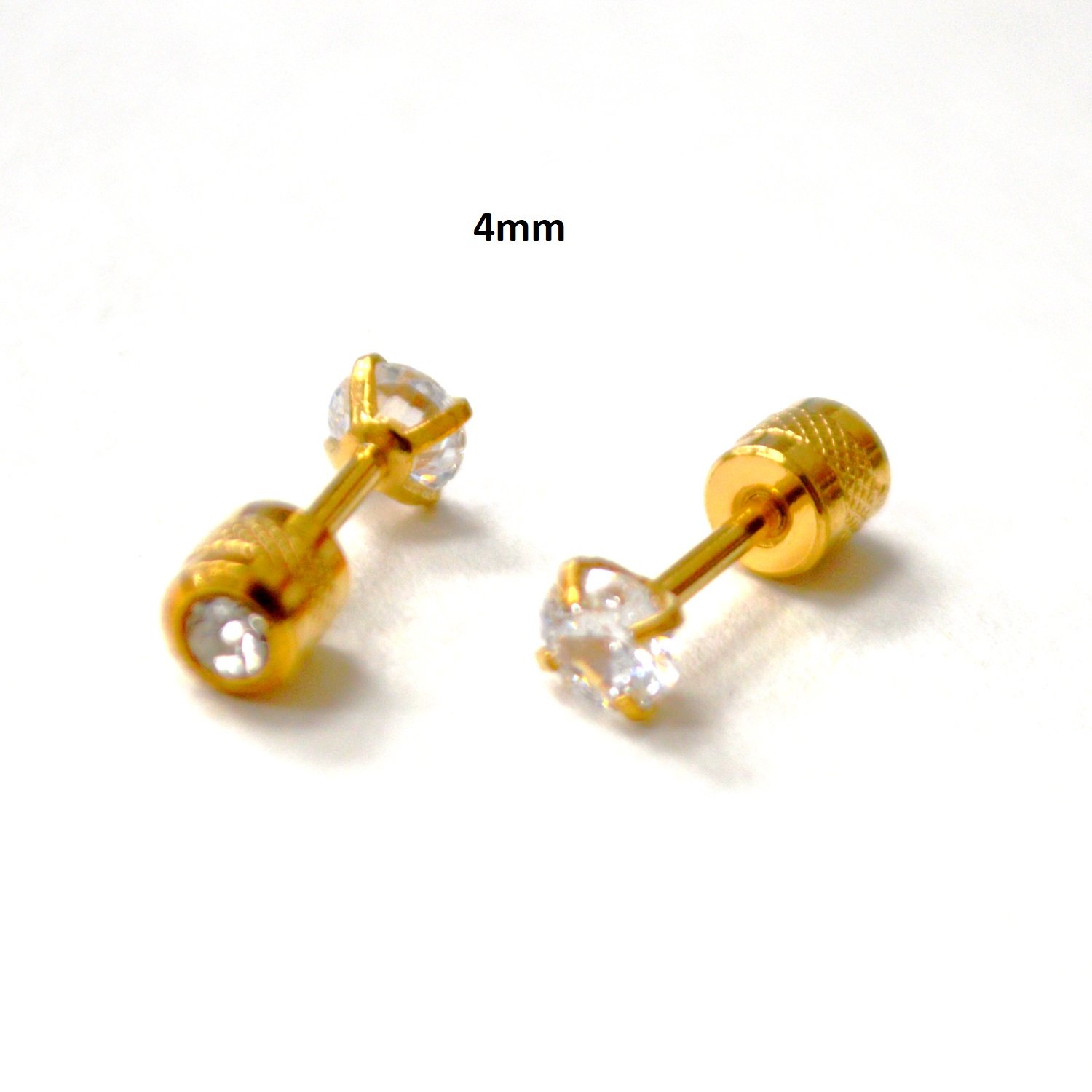 Screw Back CZ Gold Plated Earrings 83-958G-4