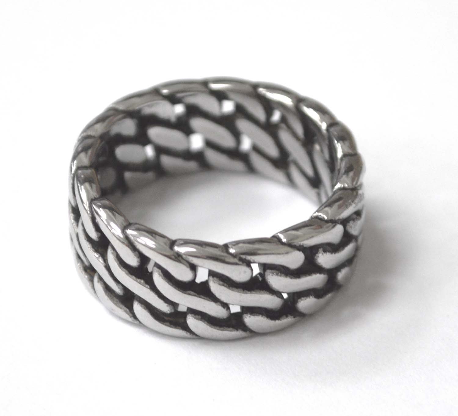 Double Curb Link Stainless Steel Ring 81-1509S