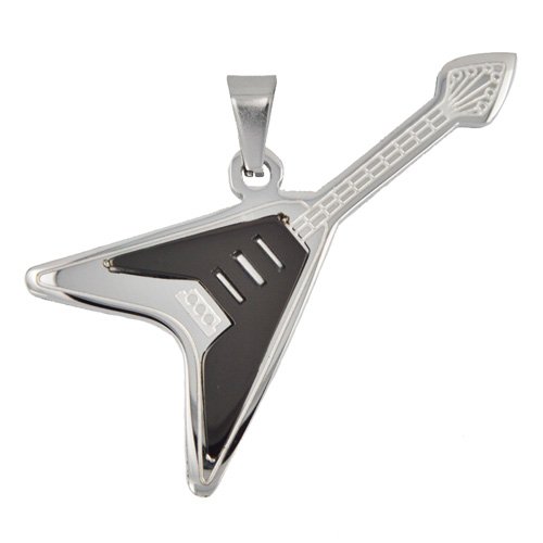 Electric Guitar 2 Tone Black Plated Pendant 86-980B