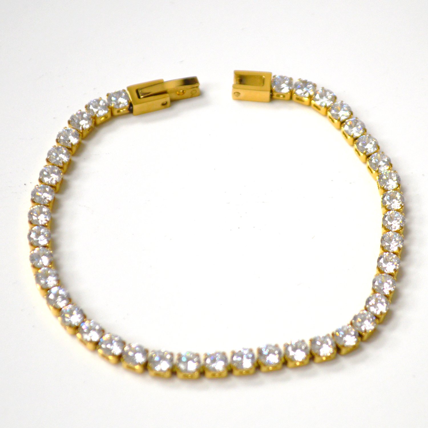 4mm Tennis Bracelet Gold IP Plated 004-Tennis Gold