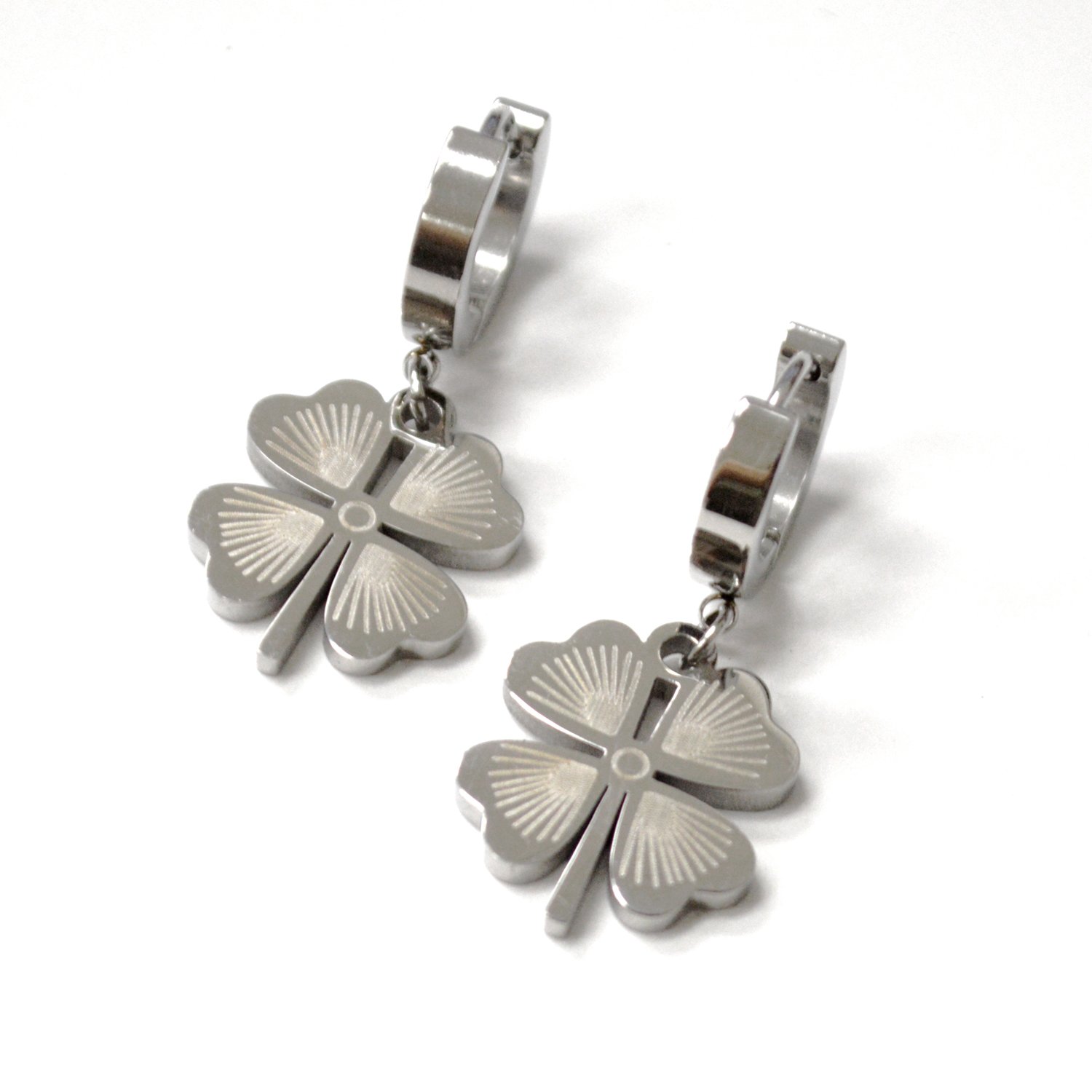 Four Leaf Clover Stainless Steel Huggies 83-928S