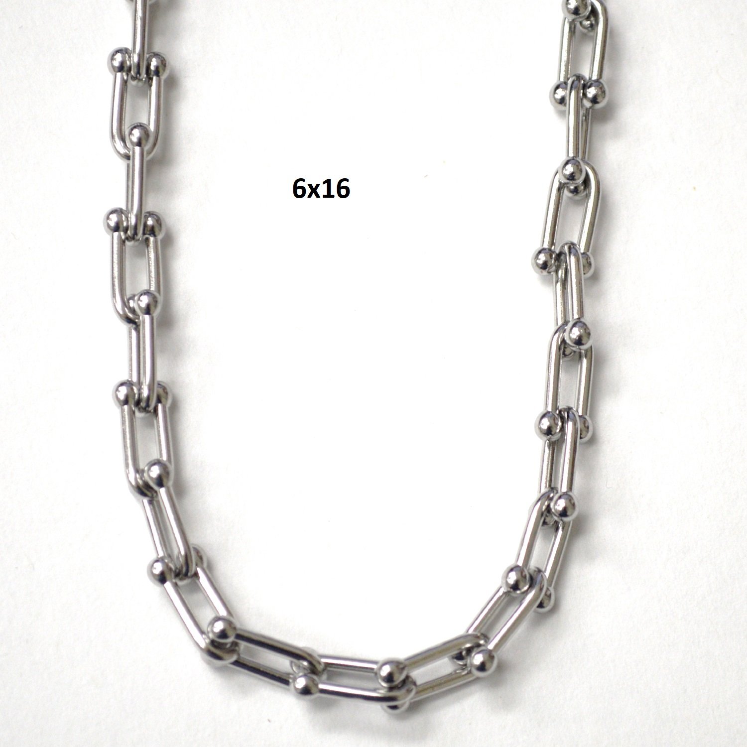 Designers Inspired U Link Stainless Steel Chain Necklace 85-296S-6