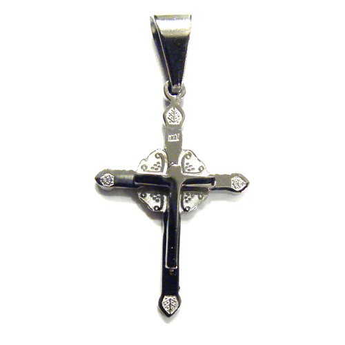 CZ Cross Four Leaf Clover Pendant 86-808S
