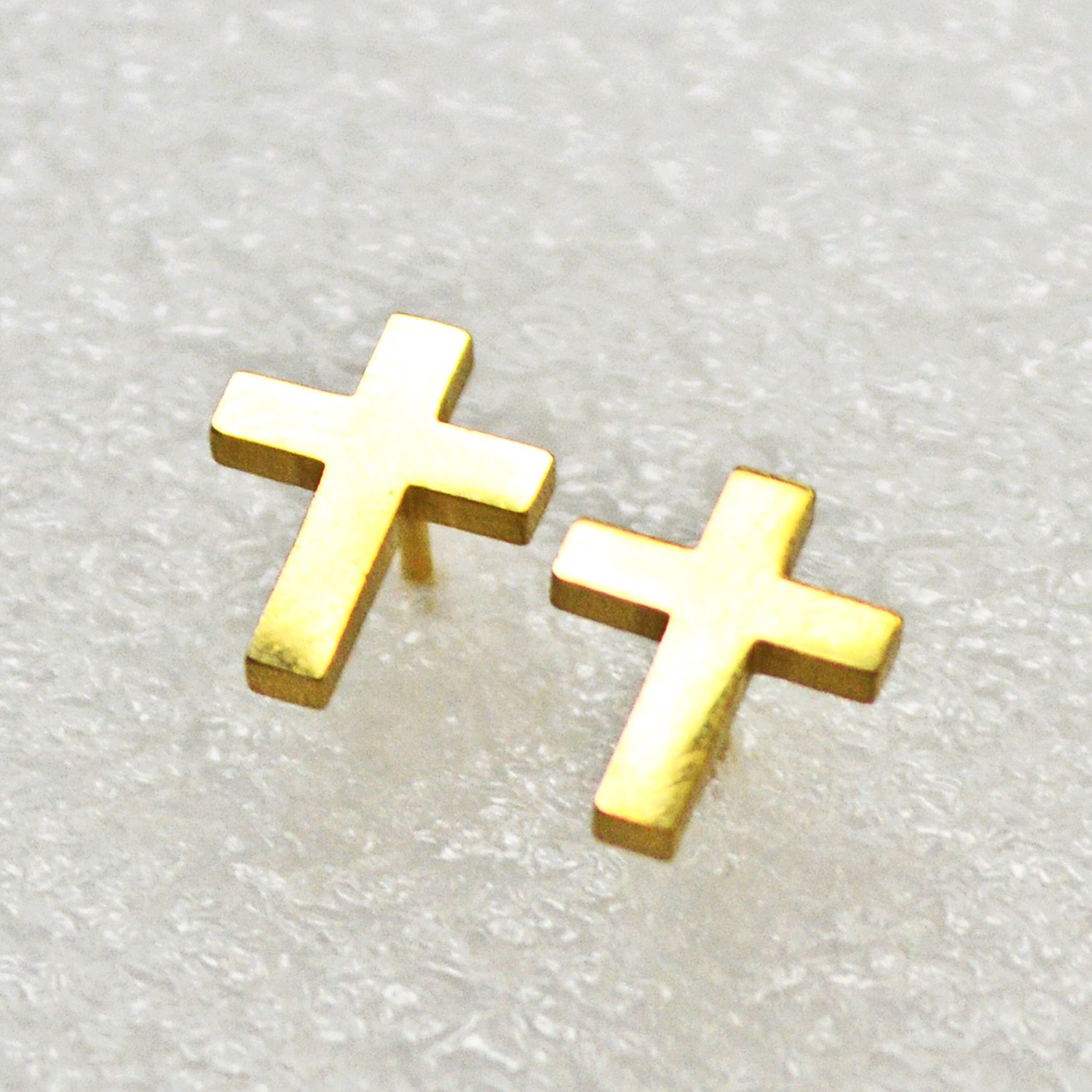 Plain Cross Gold Plated  Stud Earrings 83-772G