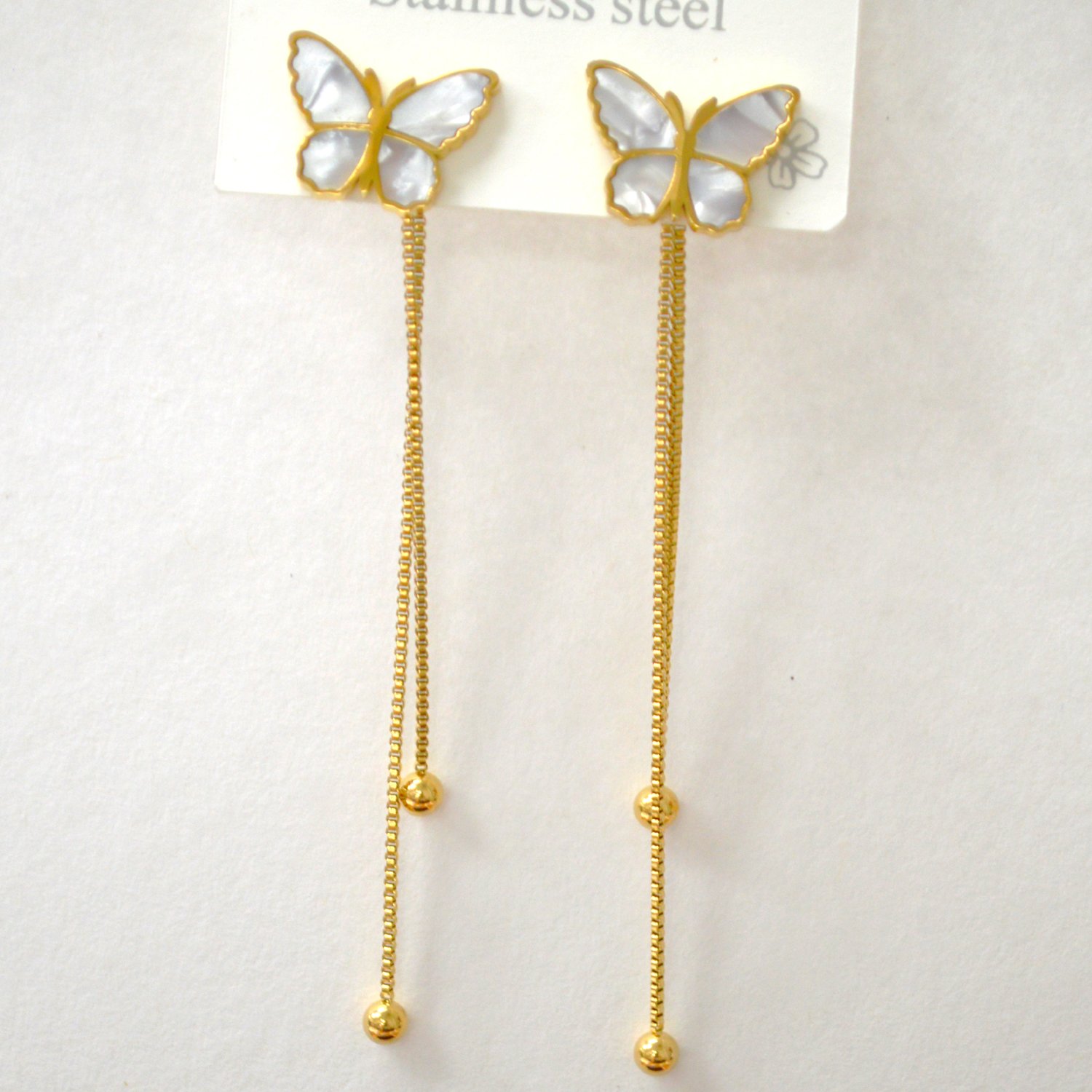 Butterfly MOP Gold IP Plated Earrings 83-930G