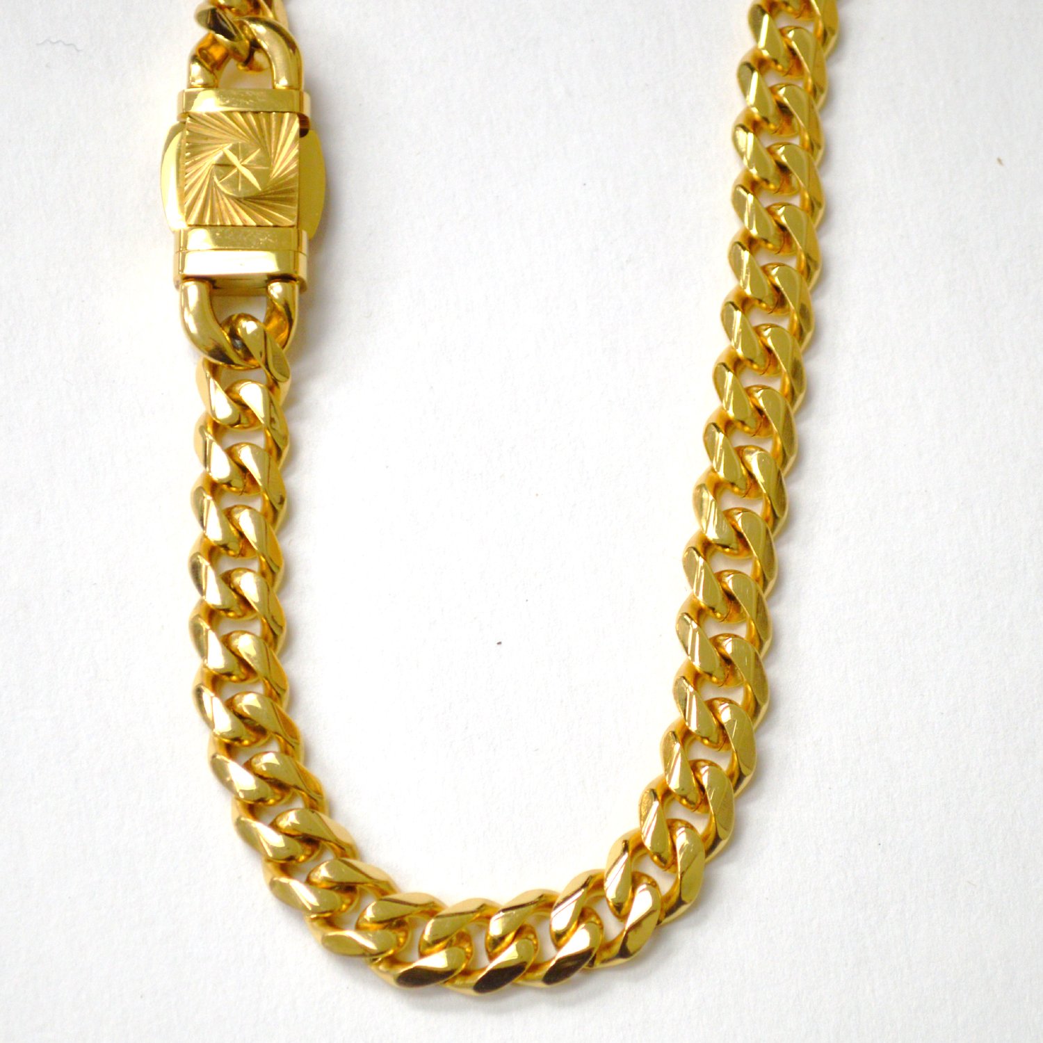 9mm Miami Cuban Gold Plated with Fancy Lock 85-279G-9-2