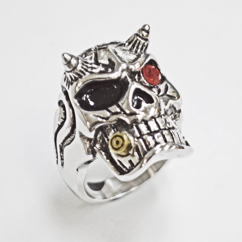 Skull with Horn Ring (27mm) 81-1220