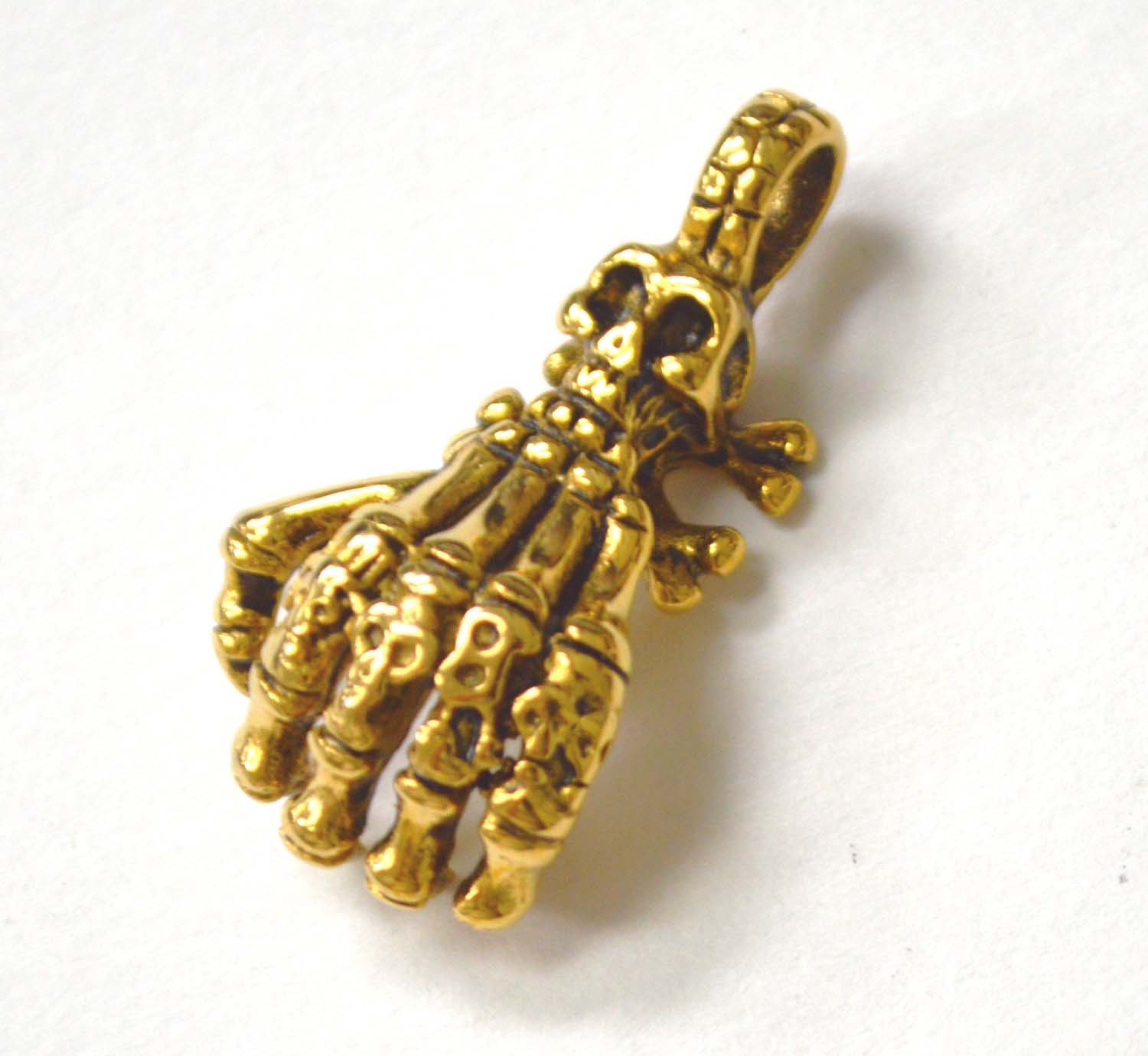 Skull Hand Gold IP Plated Pendant 86-432G