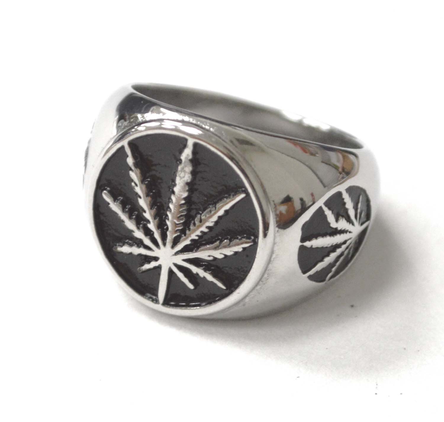 Marijuana Stainless Steel Ring 81-1503S