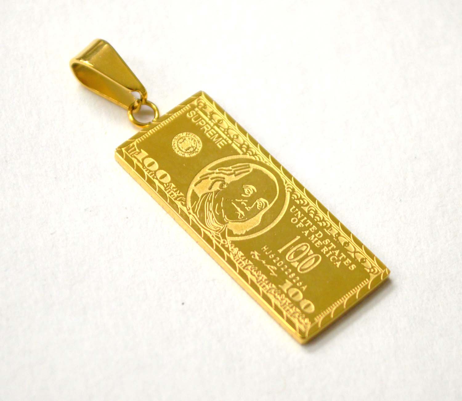 US Dollar Bill Gold Plated Pendant 86-2450G
