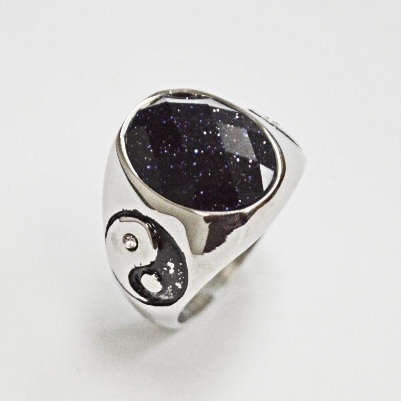 GLITTER BLACK STONE RING (14x19mm) 81-1227 Blk