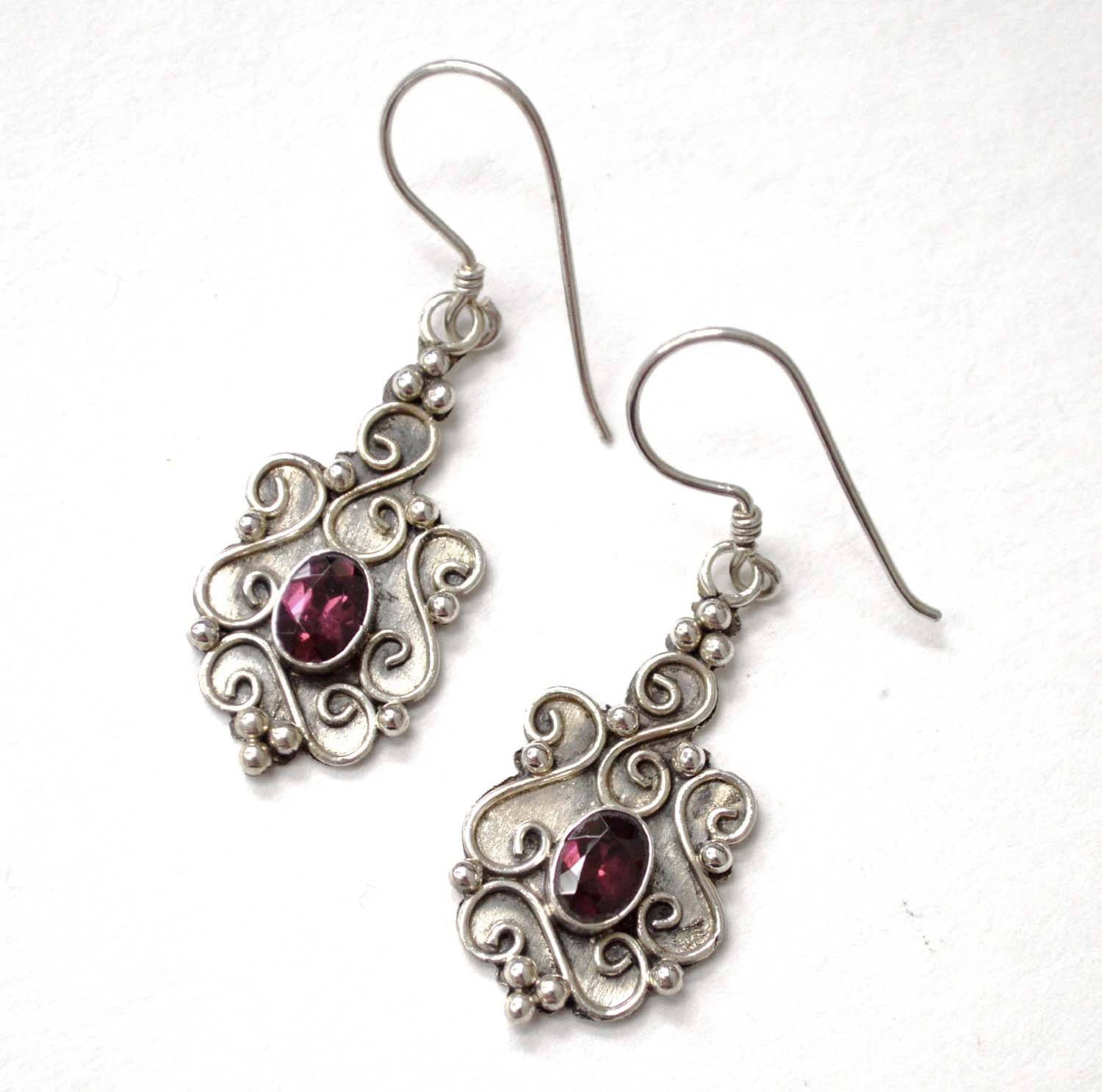 Garnet Stone Sterling Silver Earrings 53-5284