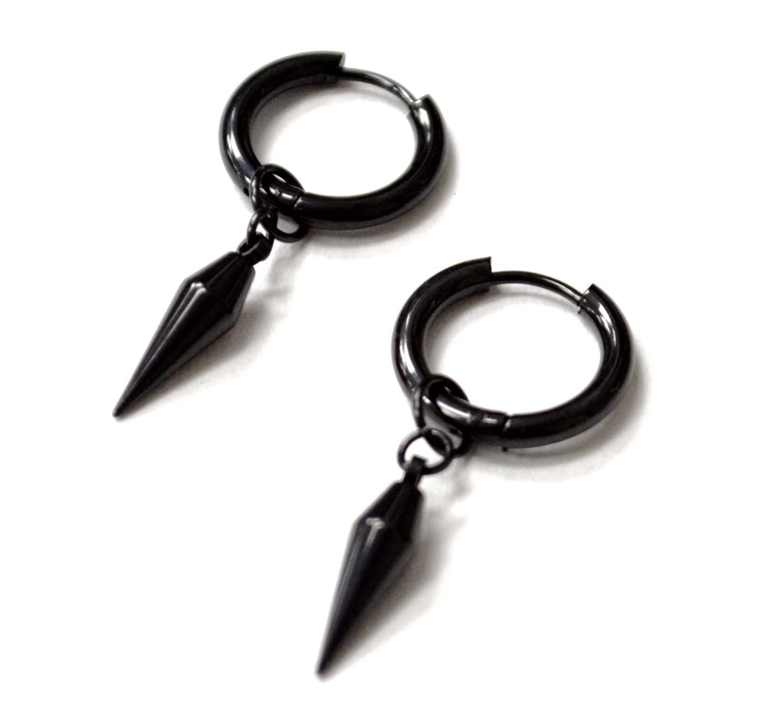 Dangling Hoops Black Plated Earrings 83-905B