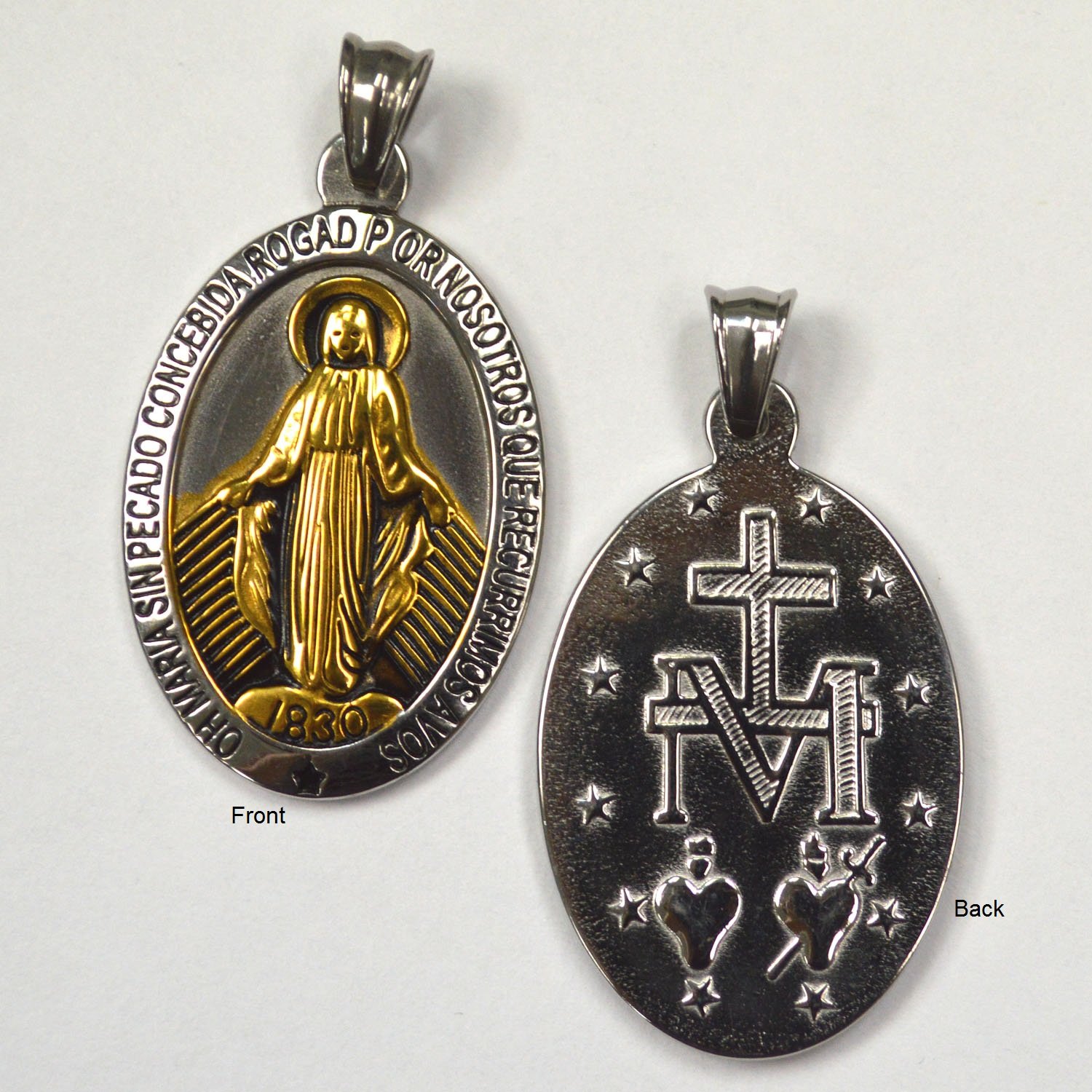 MIRACULOUS VIRGIN MARY 2 Tone Gold Pendant 86-1928-2T