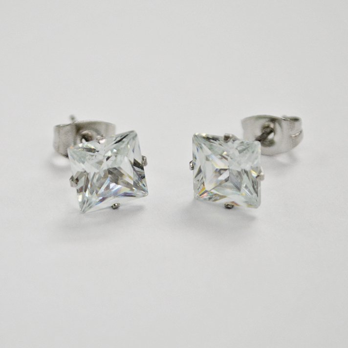 4mm Square CZ Earrings-10 Pairs 83-102-4