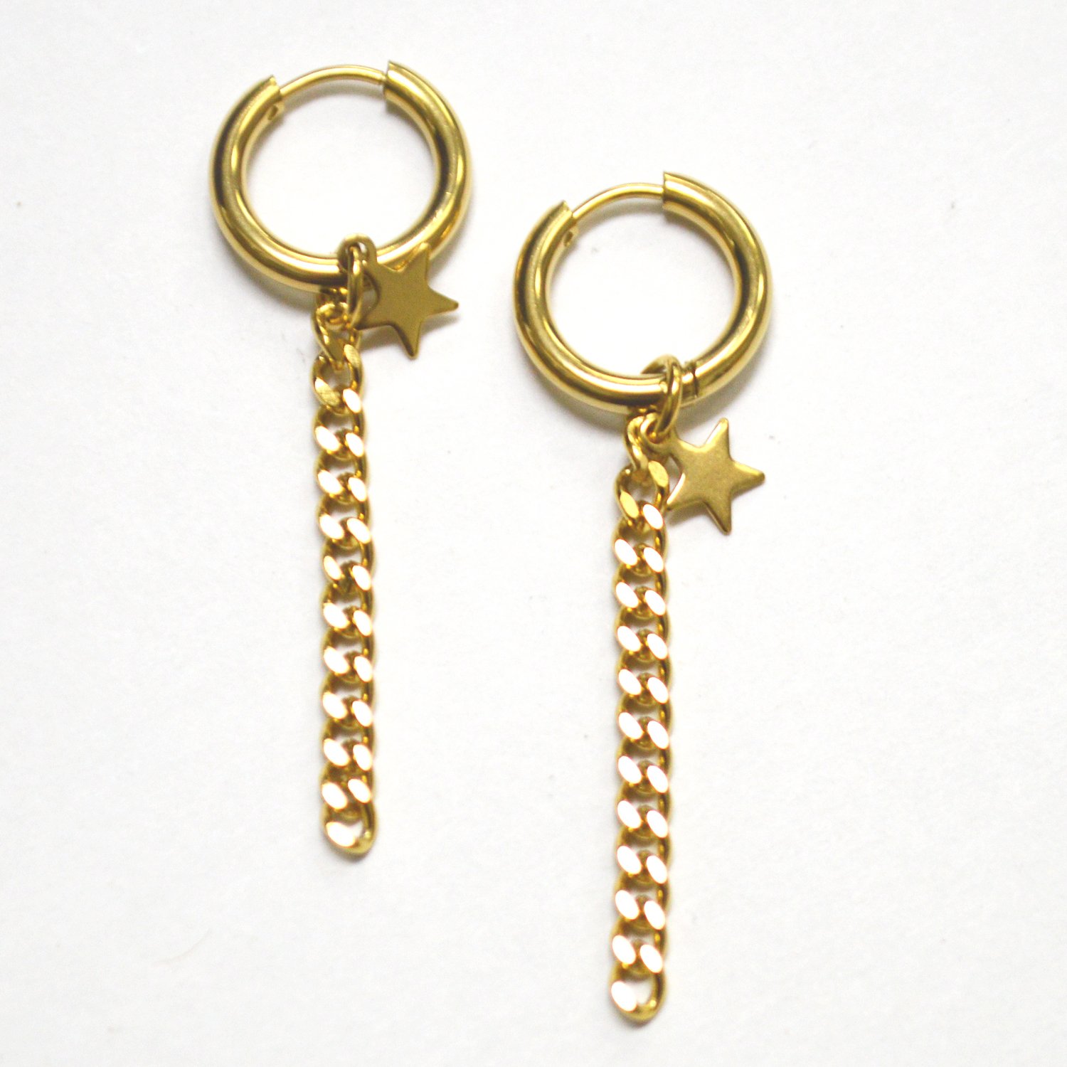 Hoops Earring with Dangling Gold Plated 83-782G