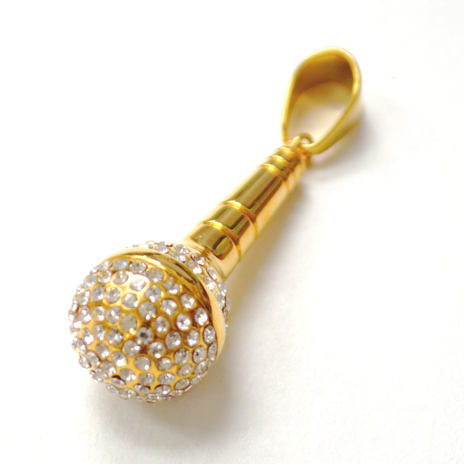 Microphone with Stones Gold IP Plated Pendant 86-2613G
