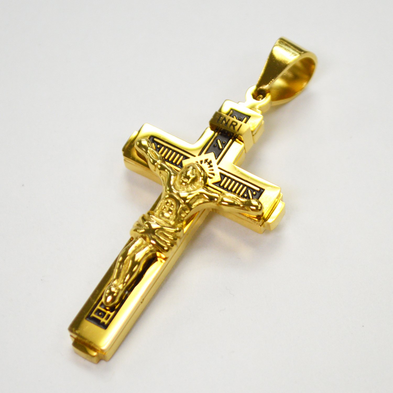 Crucifix Cross Gold IP Plated Pendant 86-2313G