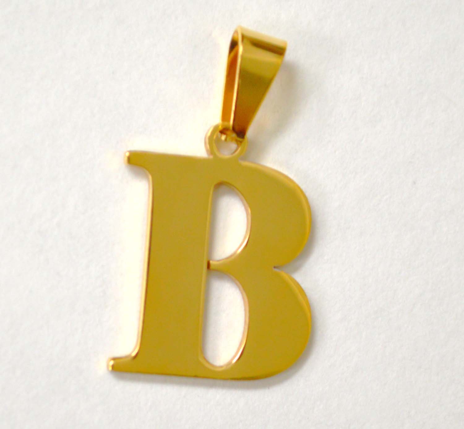 B Initial Gold IP Plated Pendant 86-278G-B