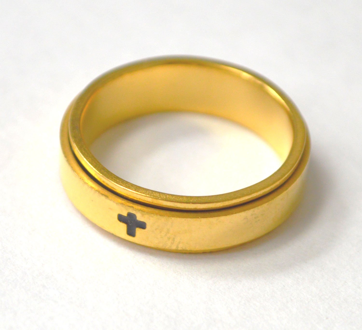 Cross Spinner Gold IP Plated Ring 81-1641G