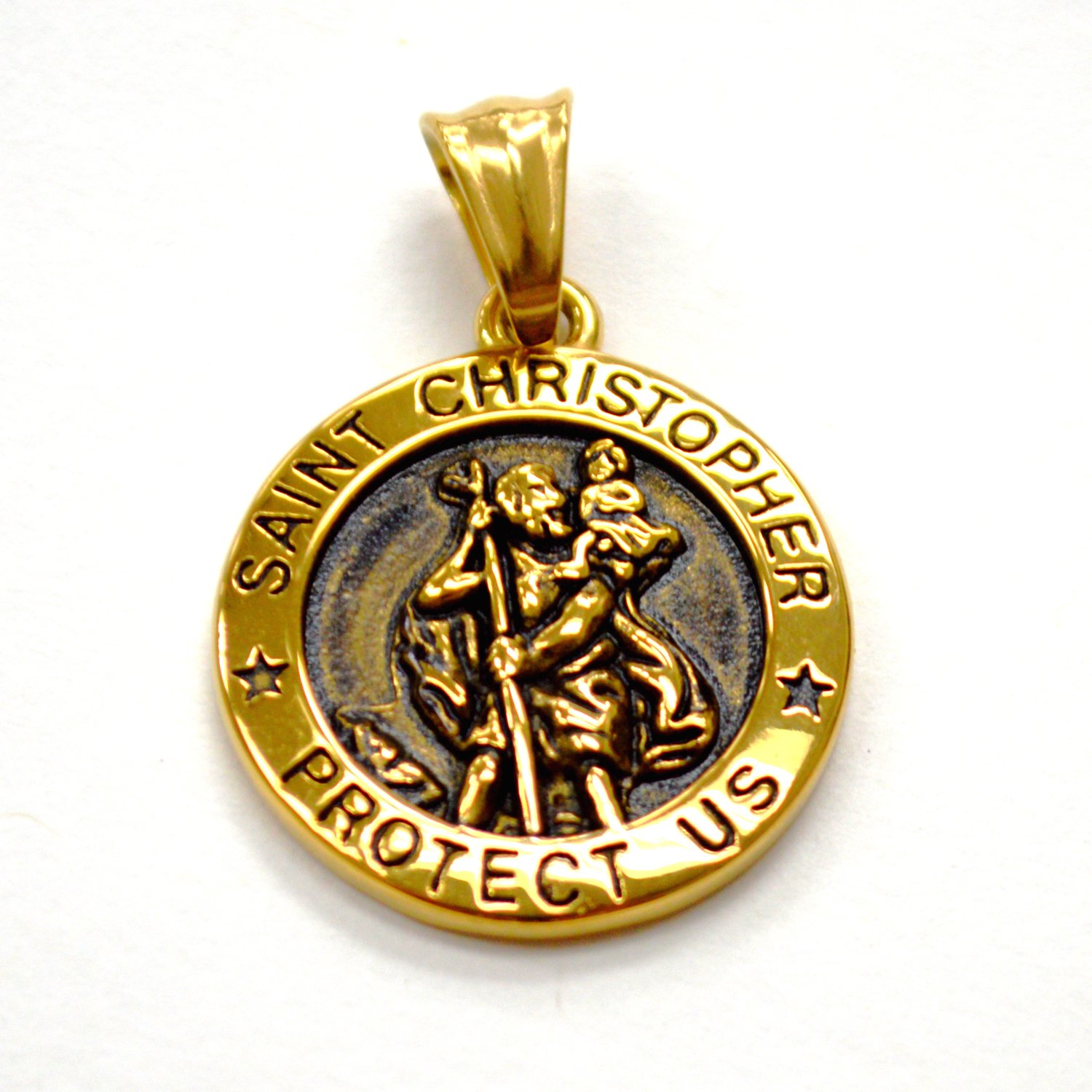 Saint Christopher Gold IP Plated Medallion86-2992G