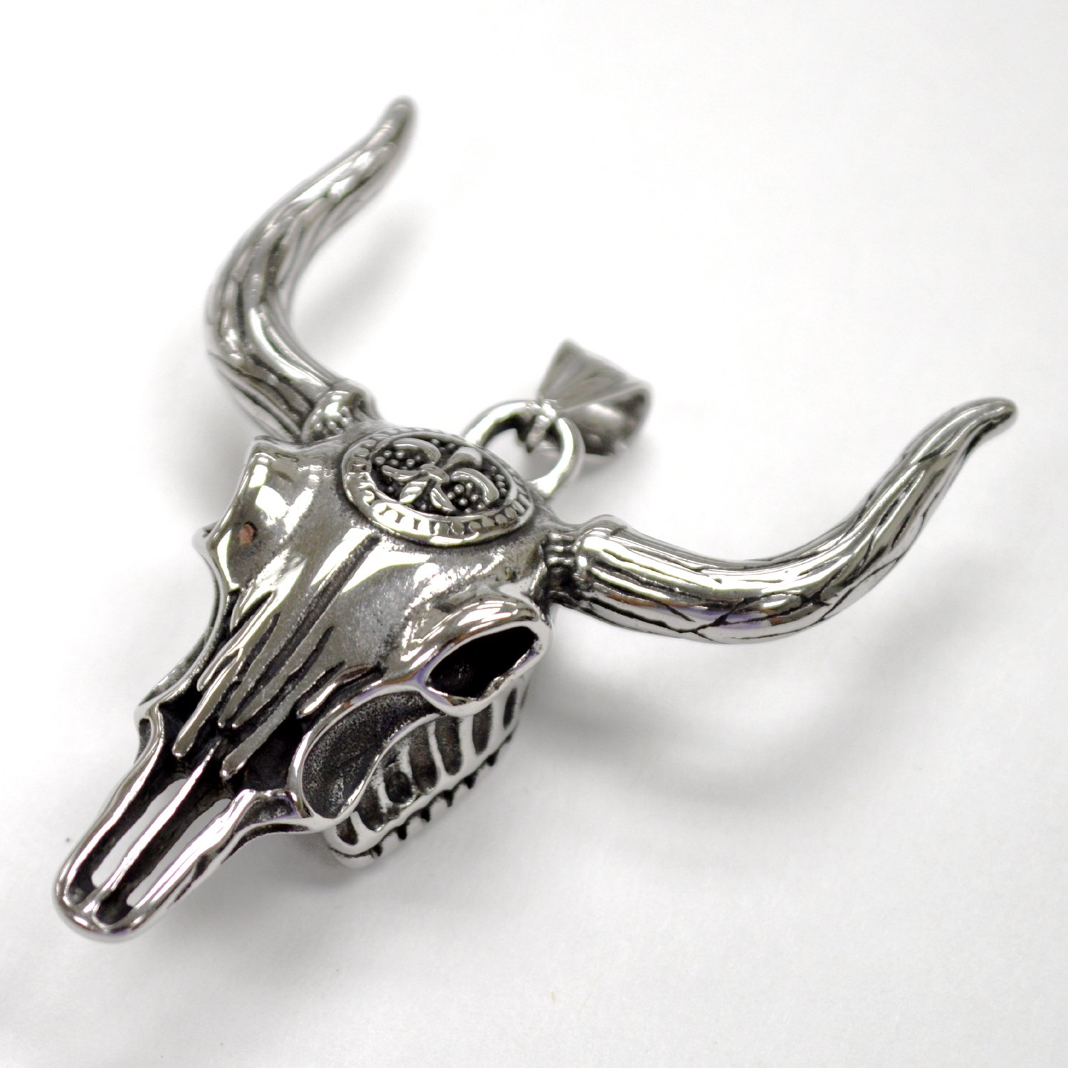 Fleur De Lis Bull Skull Stainless Steel Pendant 86-2936