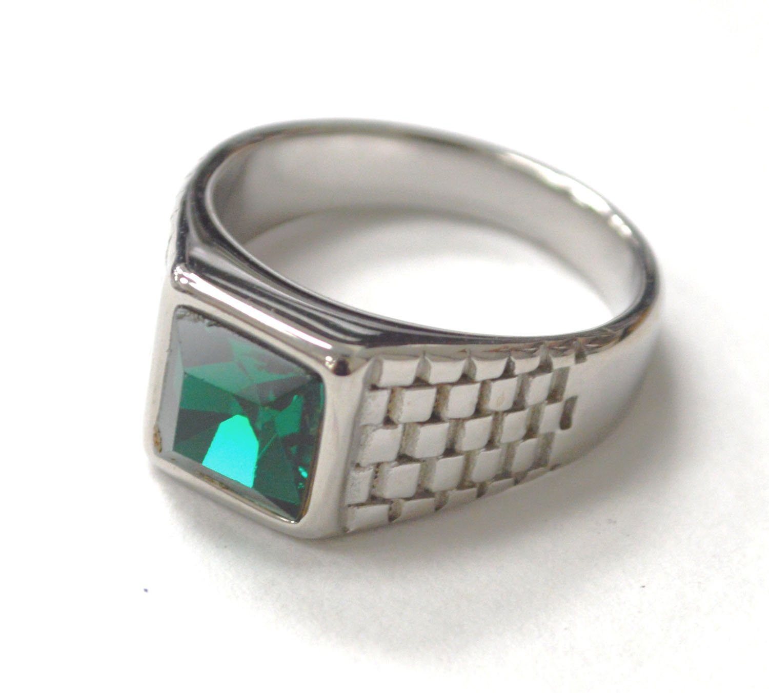 Green Stone Stainless Steel Ring 81-1184 Green