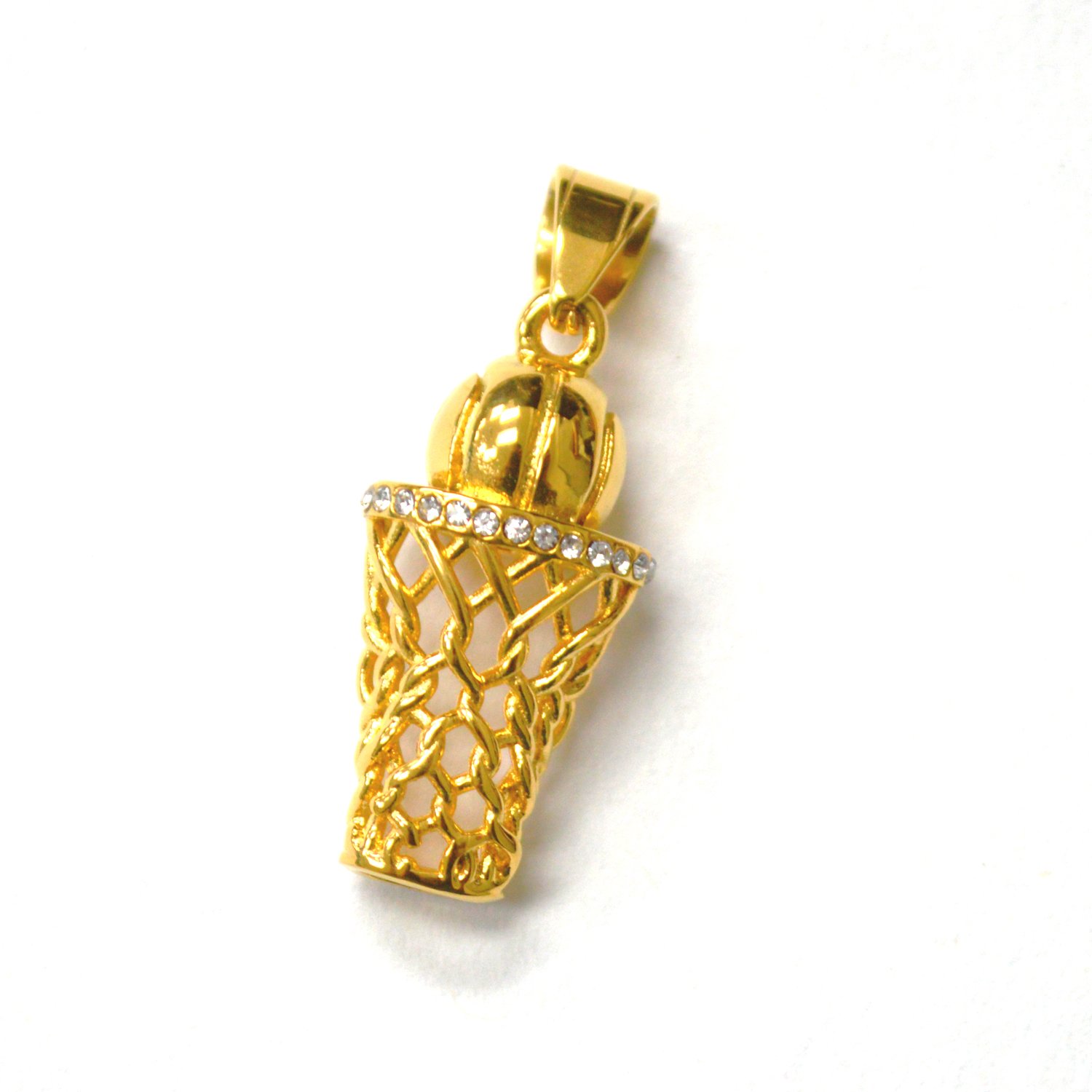 Basketball Hoop Gold IP Plated Steel Pendant 86-2623G