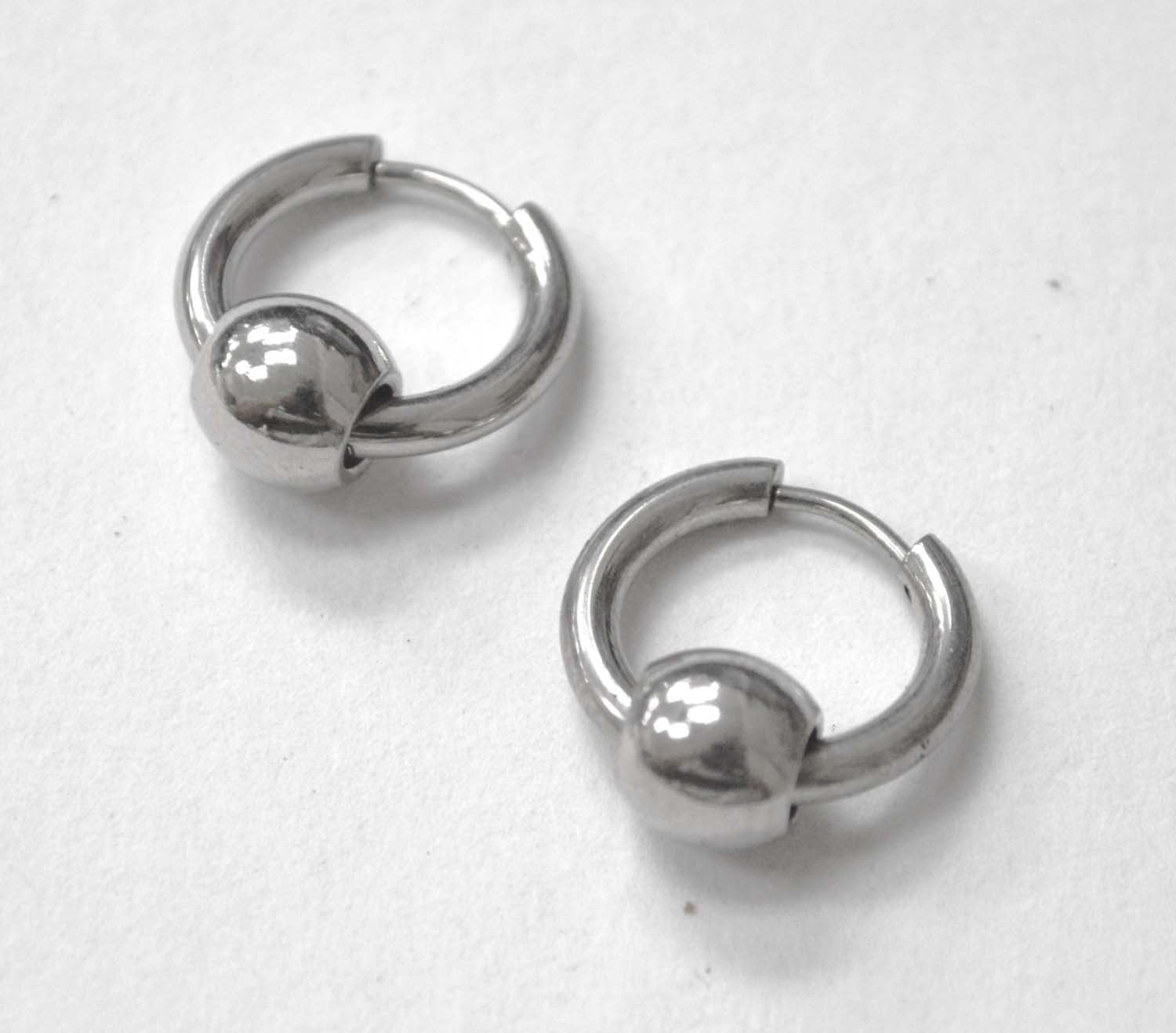Hoops with Ball Earrings Stainless Steel  83-874S