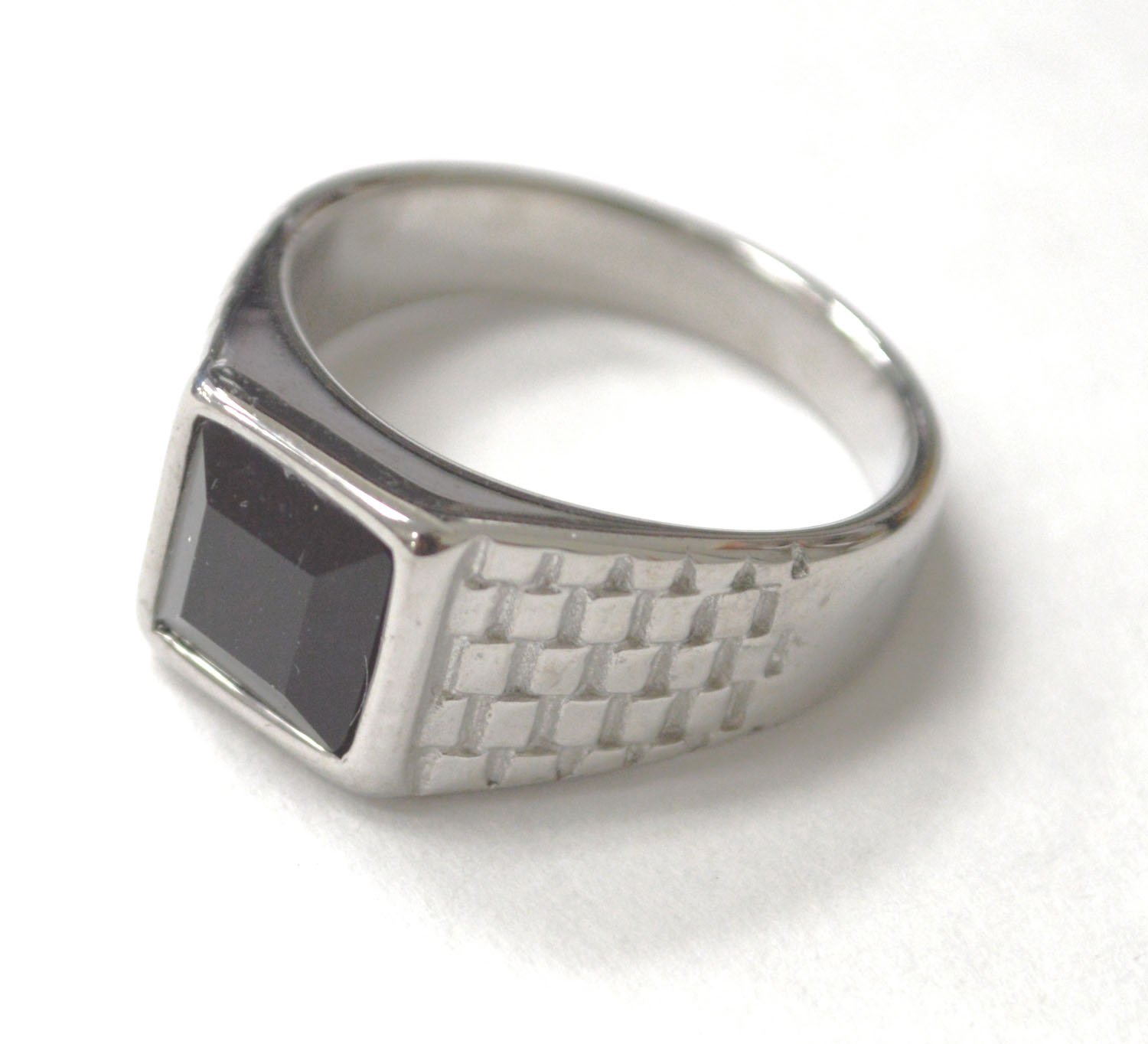 Black Stone Stainless Steel Ring 81-1184 Blk