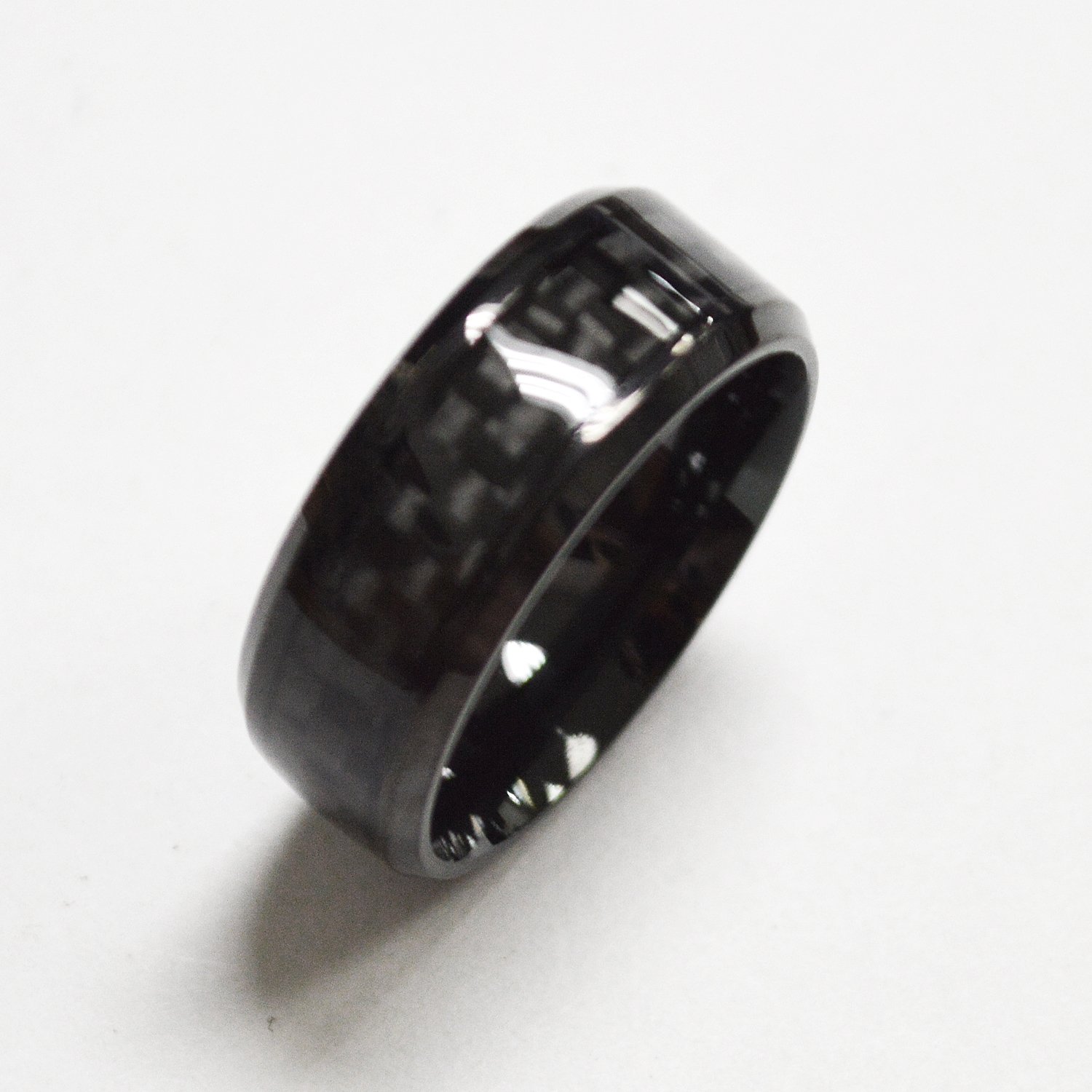 Checkered DesignBlack Plated Ring 81-1420B
