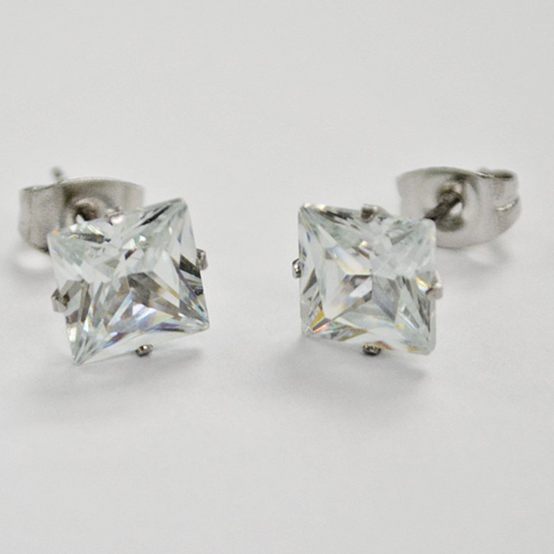 7mm Square CZ Earrings-10 Pairs 83-102-7