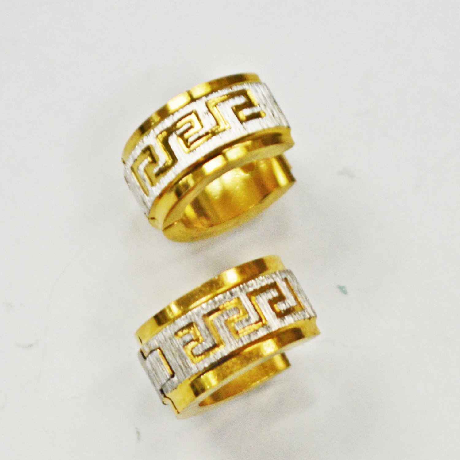 2 Tone Glitter Huggies Earring 83-343G