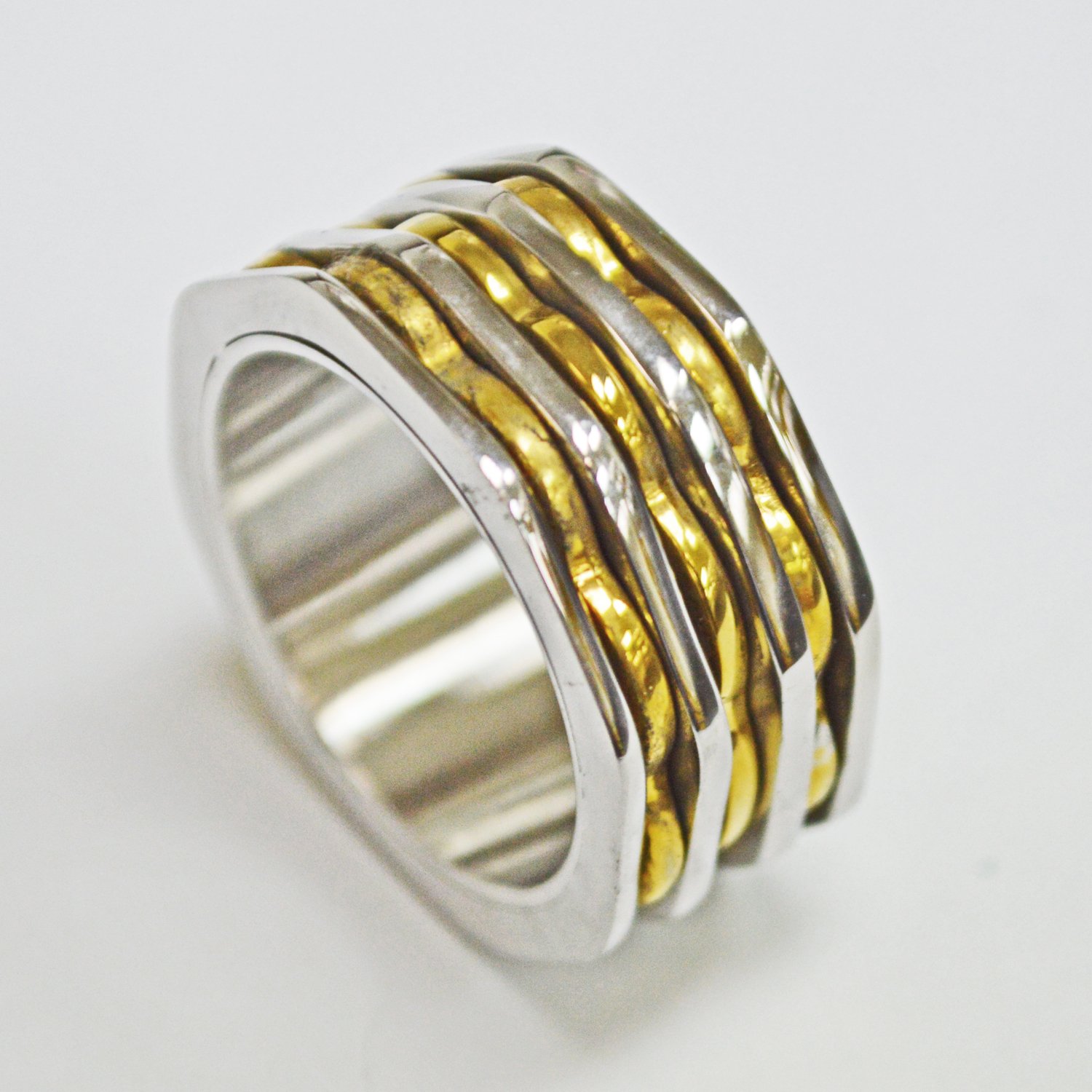 3 Line Gold Stainless Steel Ring (10mm) 81-1287